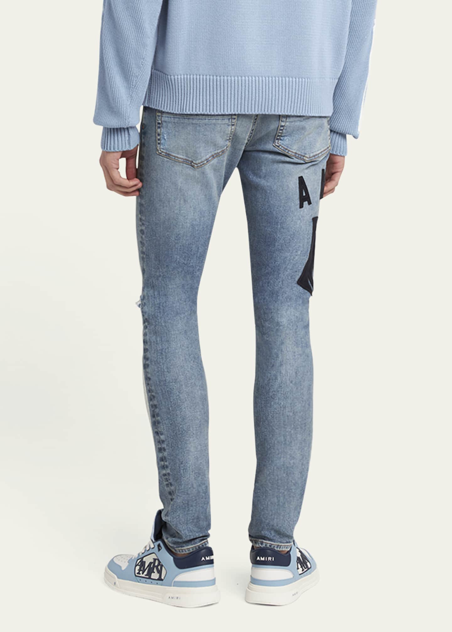 Men's Suede Applique Skinny Jeans