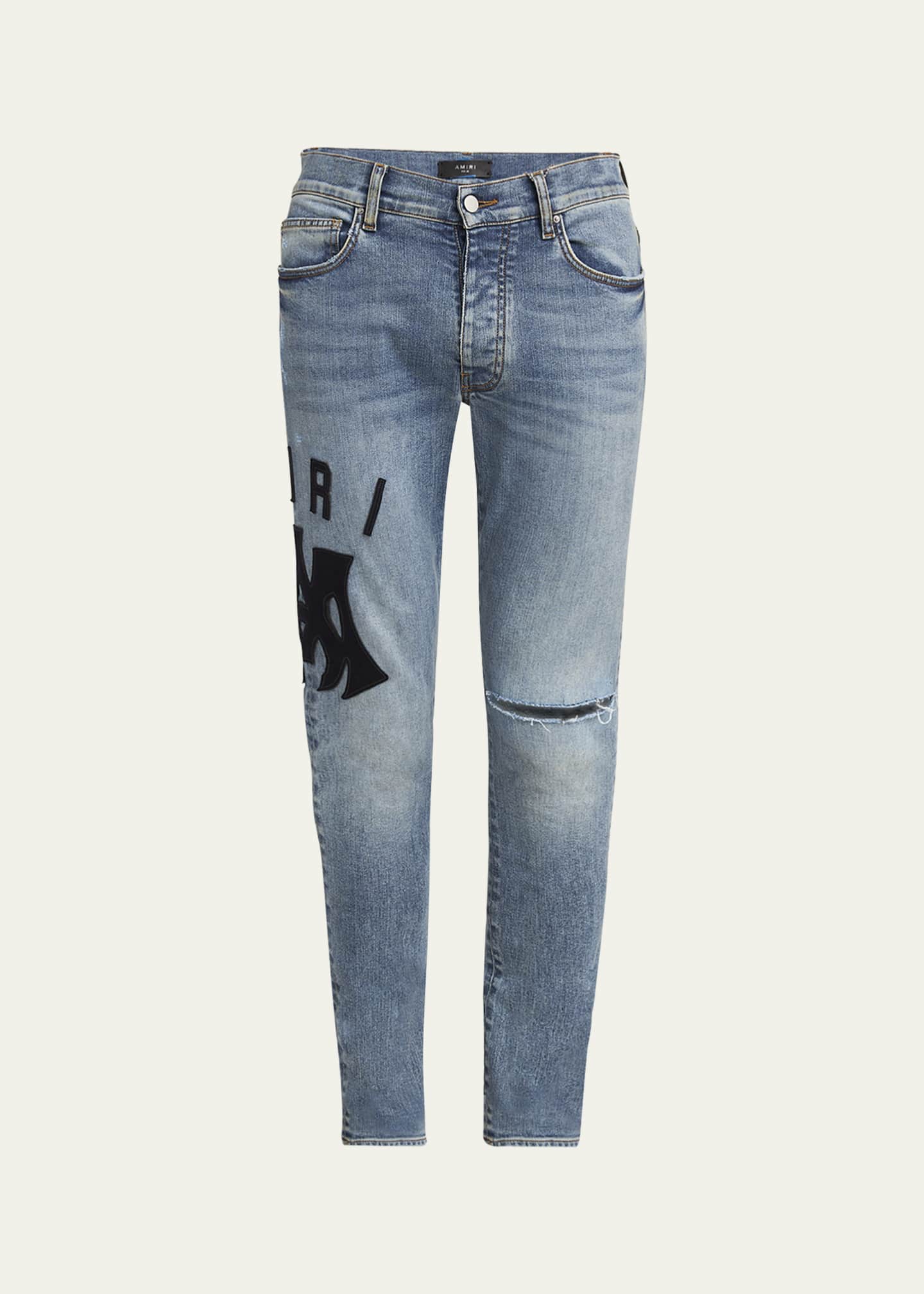 Amiri Men's Suede Applique Skinny Jeans Image 1 of 5