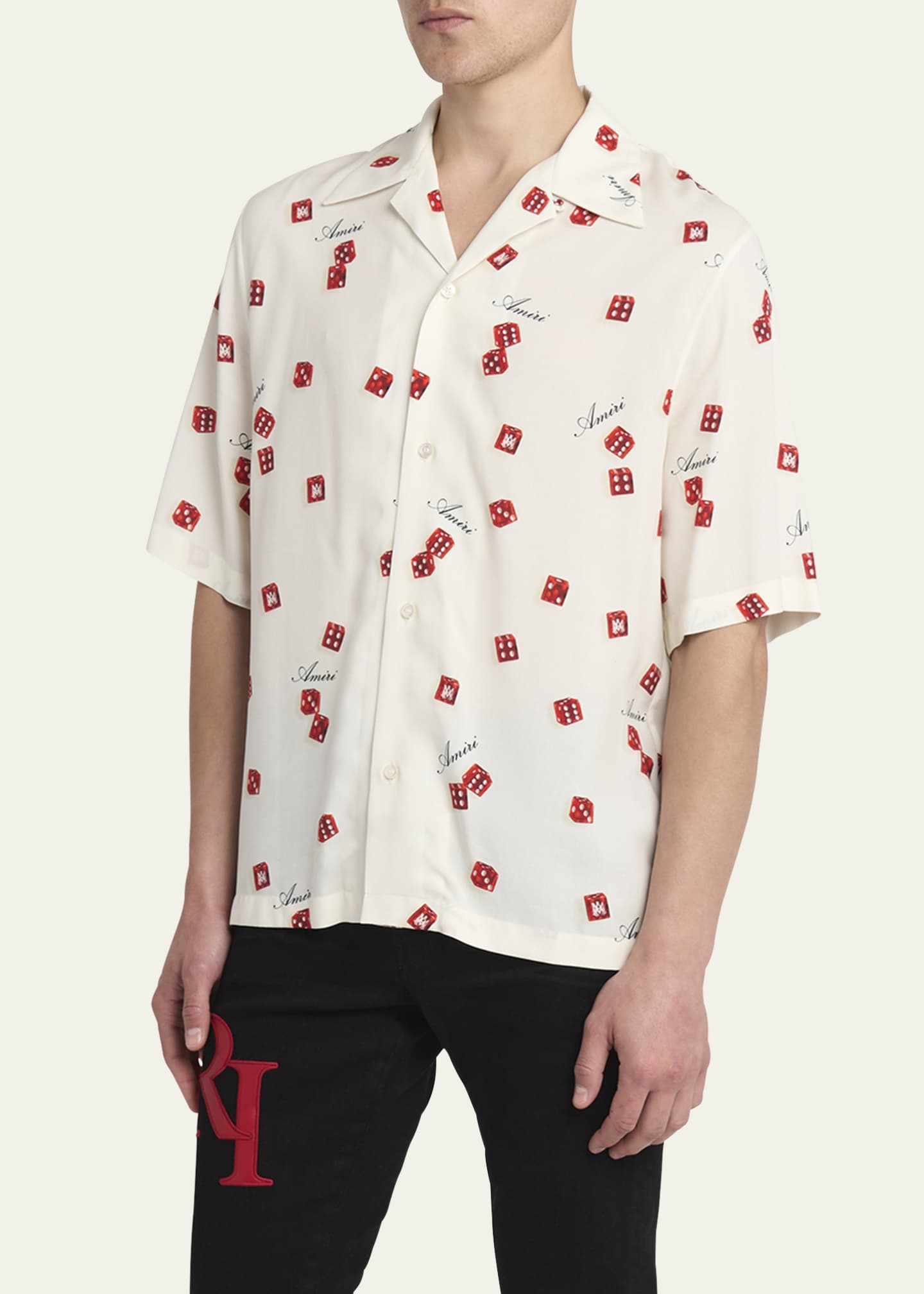 Amiri Men's Silk Dice Bowling Shirt Image 4 of 5