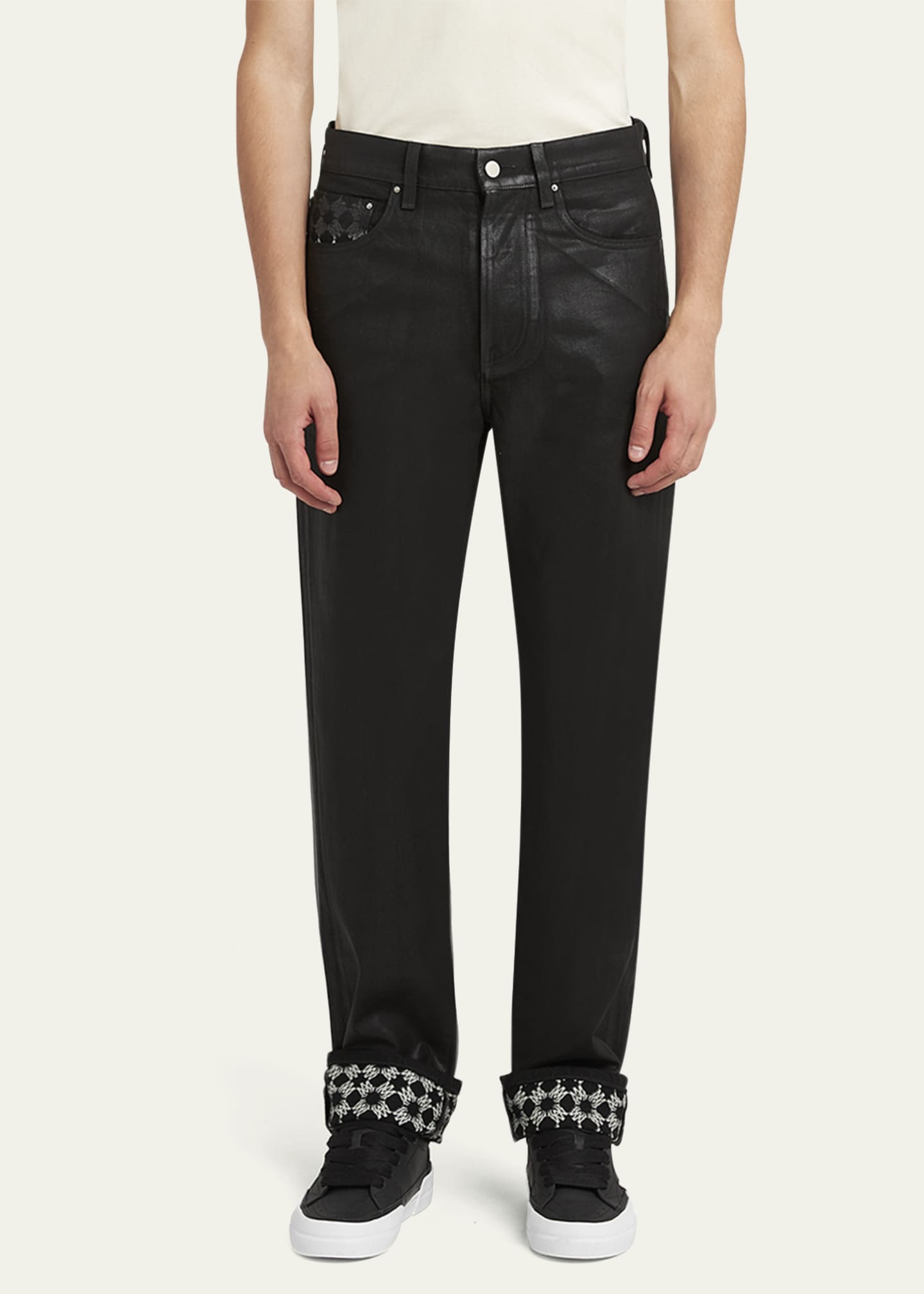 Amiri Men's Waxed MA Quad Straight-Leg Jeans Image 2 of 5