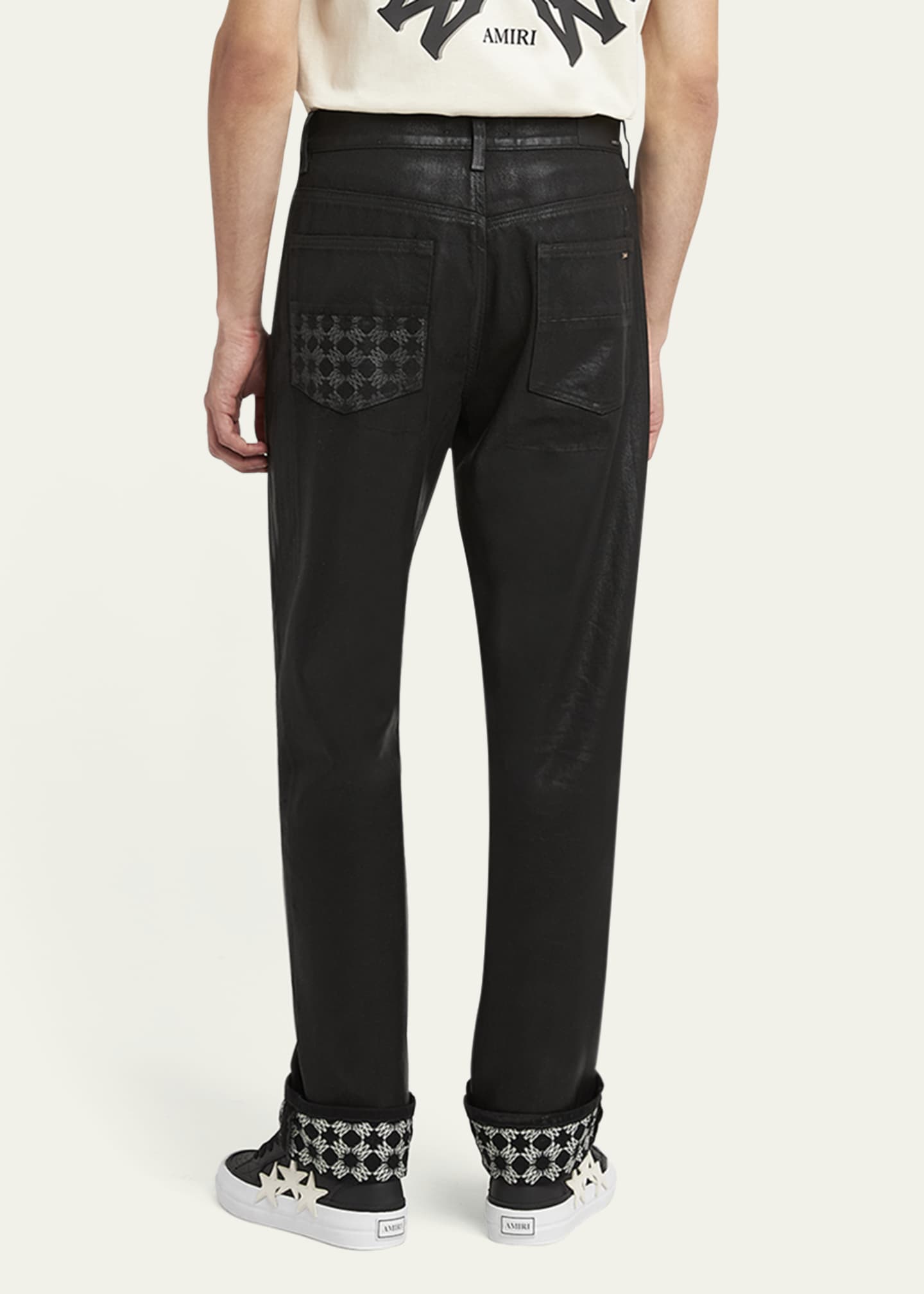 Amiri Men's Waxed MA Quad Straight-Leg Jeans Image 3 of 5