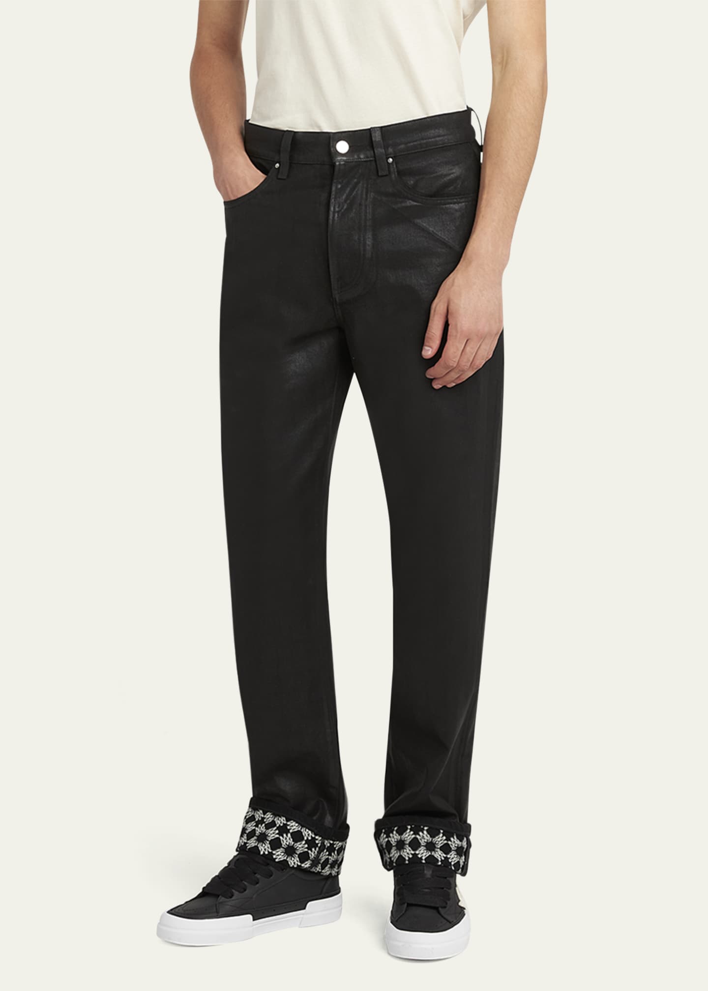 Amiri Men's Waxed MA Quad Straight-Leg Jeans Image 4 of 5