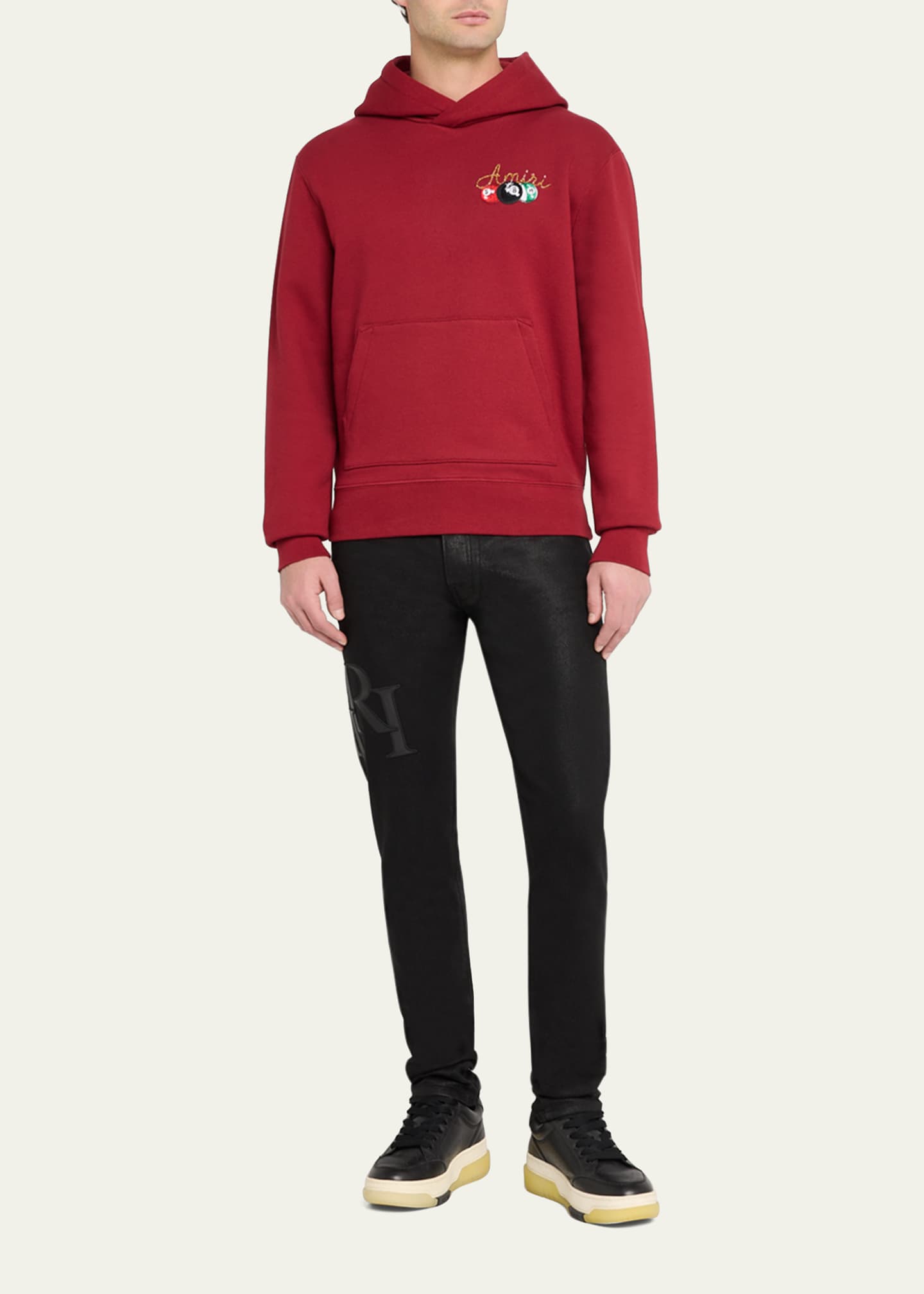 Amiri Men's Staggered Logo Waxed Skinny Jeans Image 2 of 5