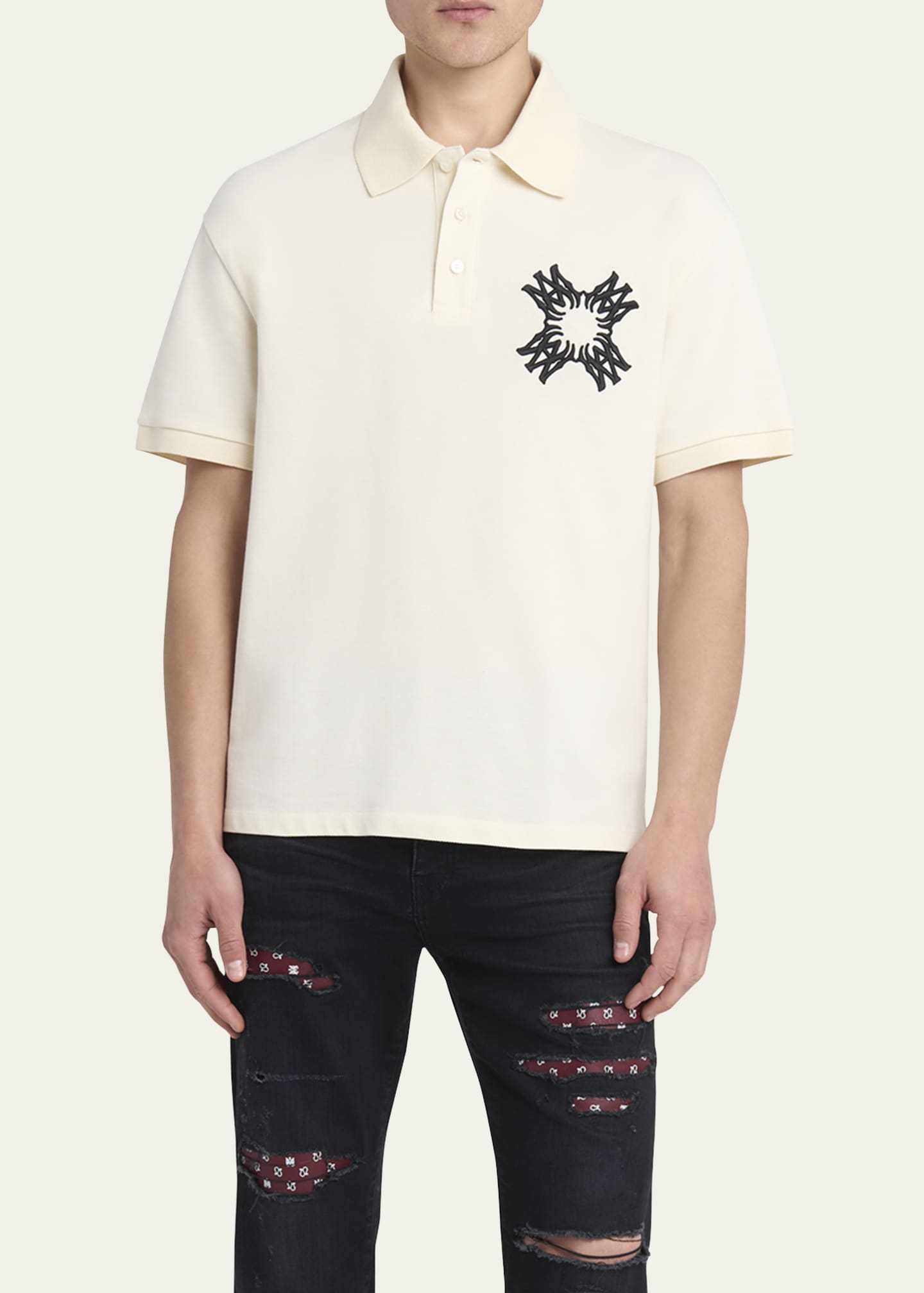 Amiri Men's Embroidered MA Quad Polo Shirt Image 2 of 5