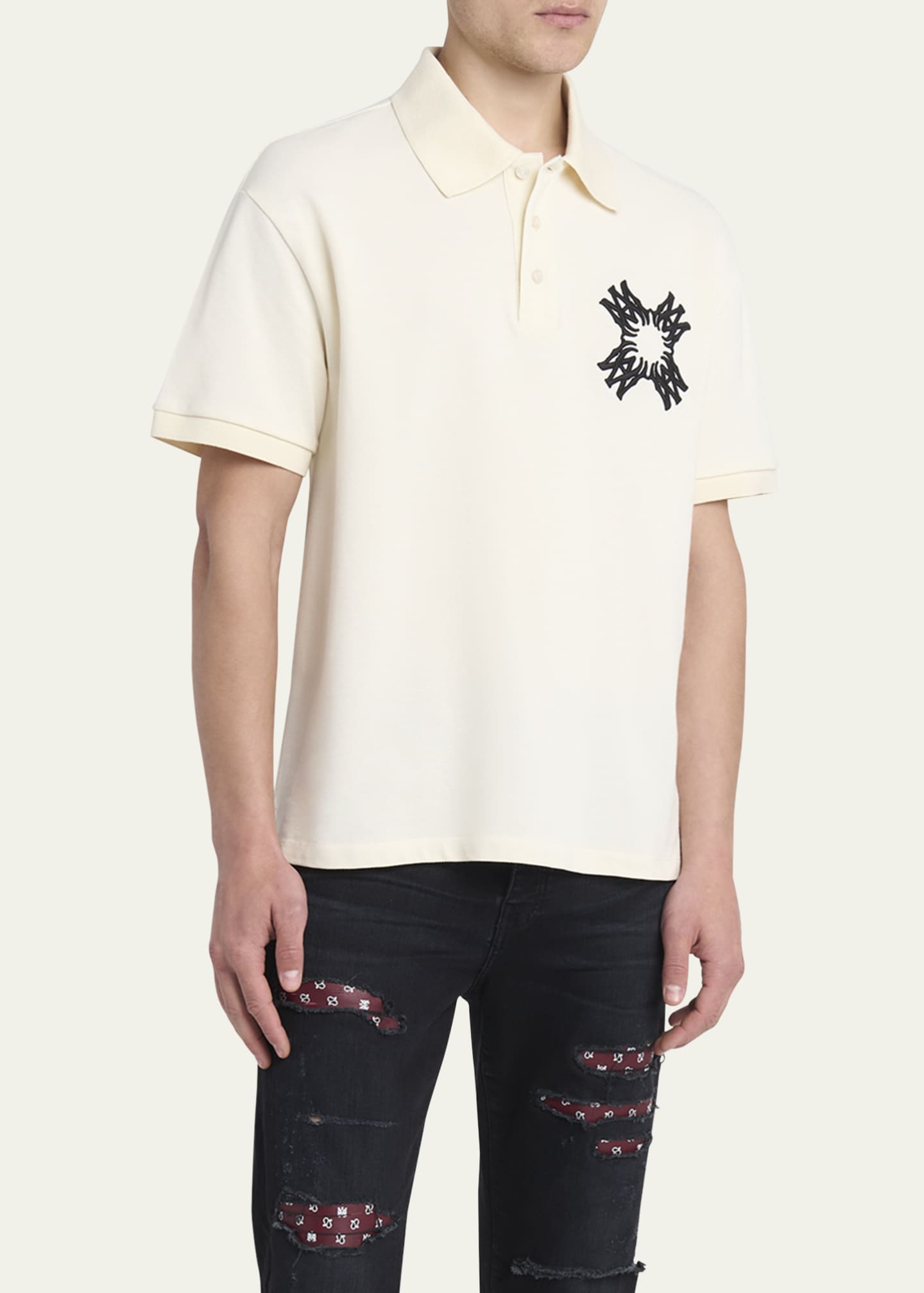 Amiri Men's Embroidered MA Quad Polo Shirt Image 4 of 5