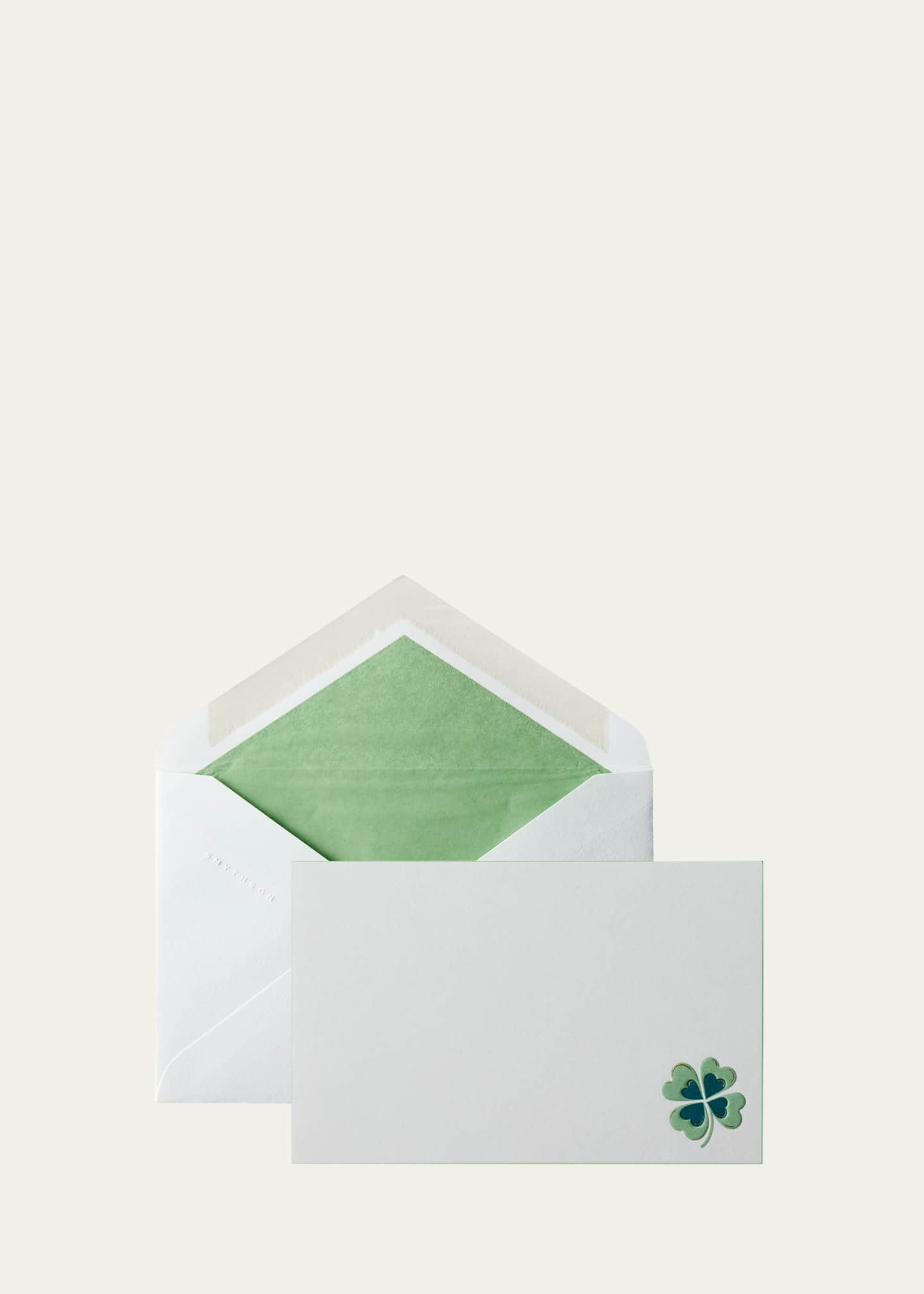 Smythson Charm Four Leaf Clover Notecards, Set of 10 Image 1 of 4