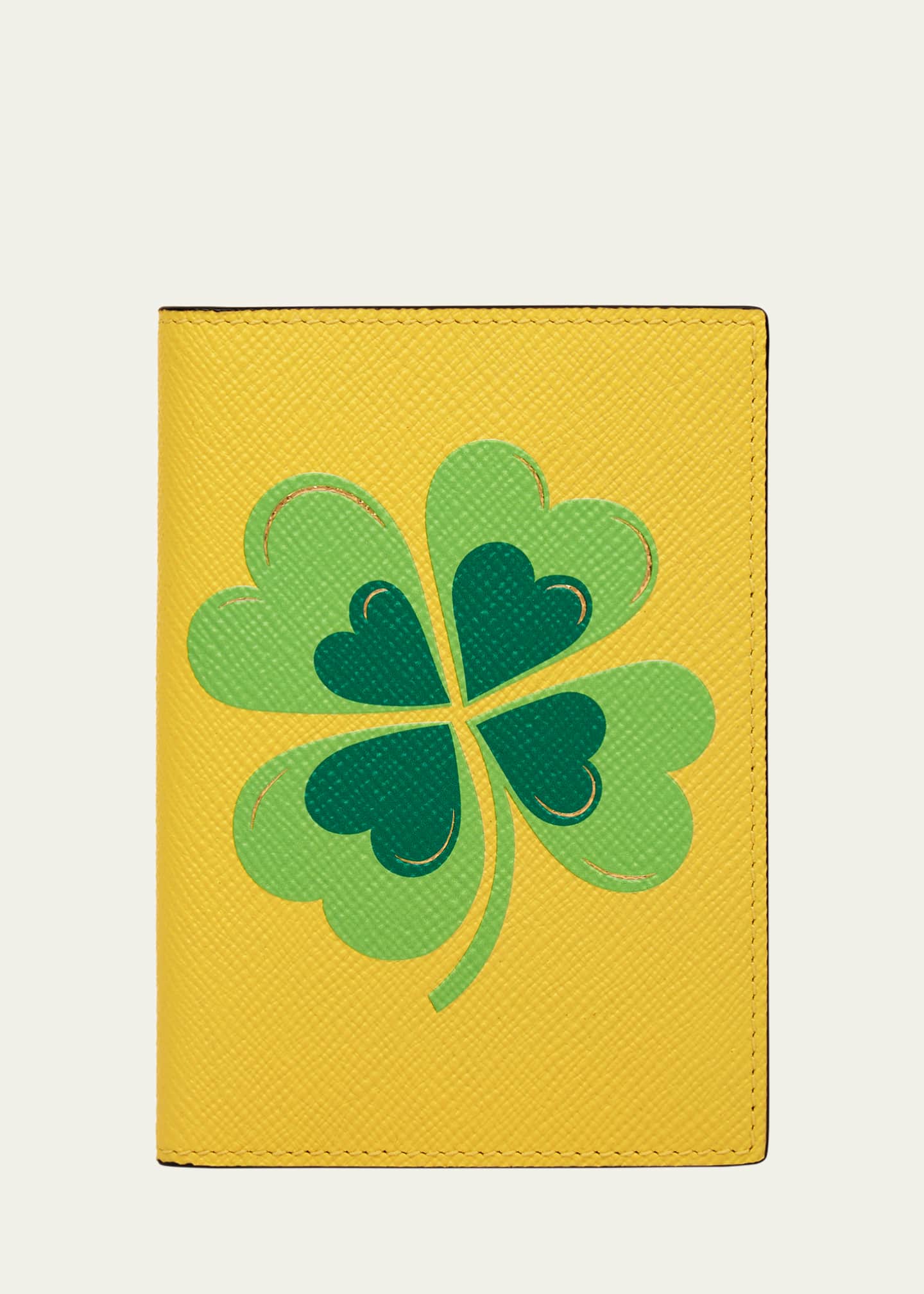 Smythson Clover Charm Passport Cover in Panama Leather Image 1 of 3