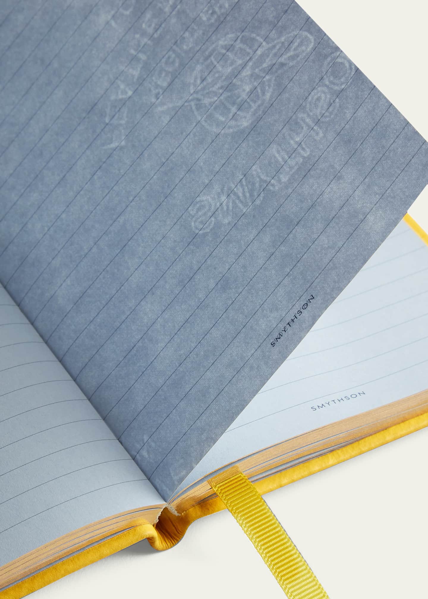 Smythson "Live, Love, Laugh" Panama Leather Pocket Notebook, Lemon Image 3 of 3