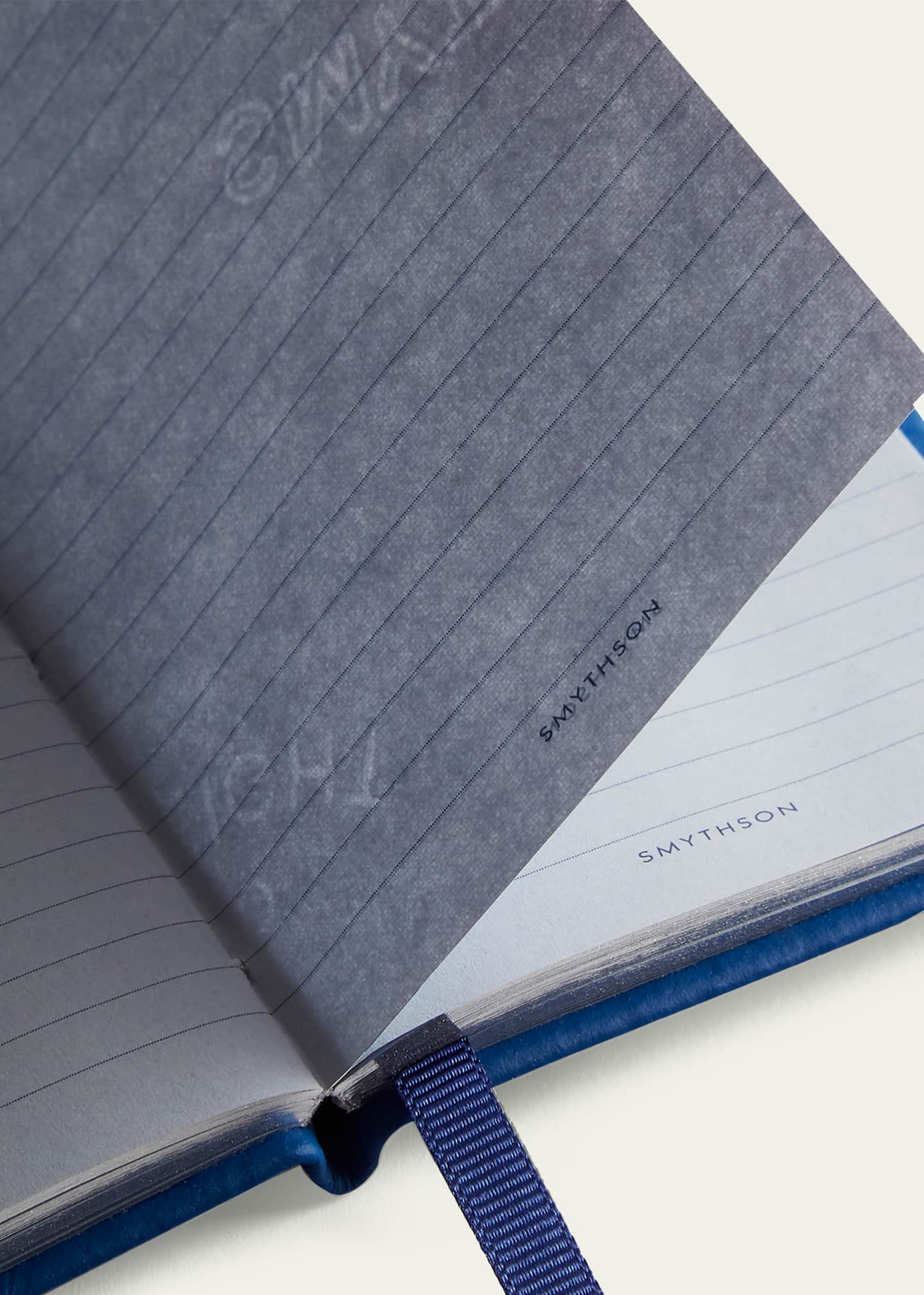 Smythson "Shhh" Wafer Panama Leather Pocket Notebook, Cerulean Image 3 of 3
