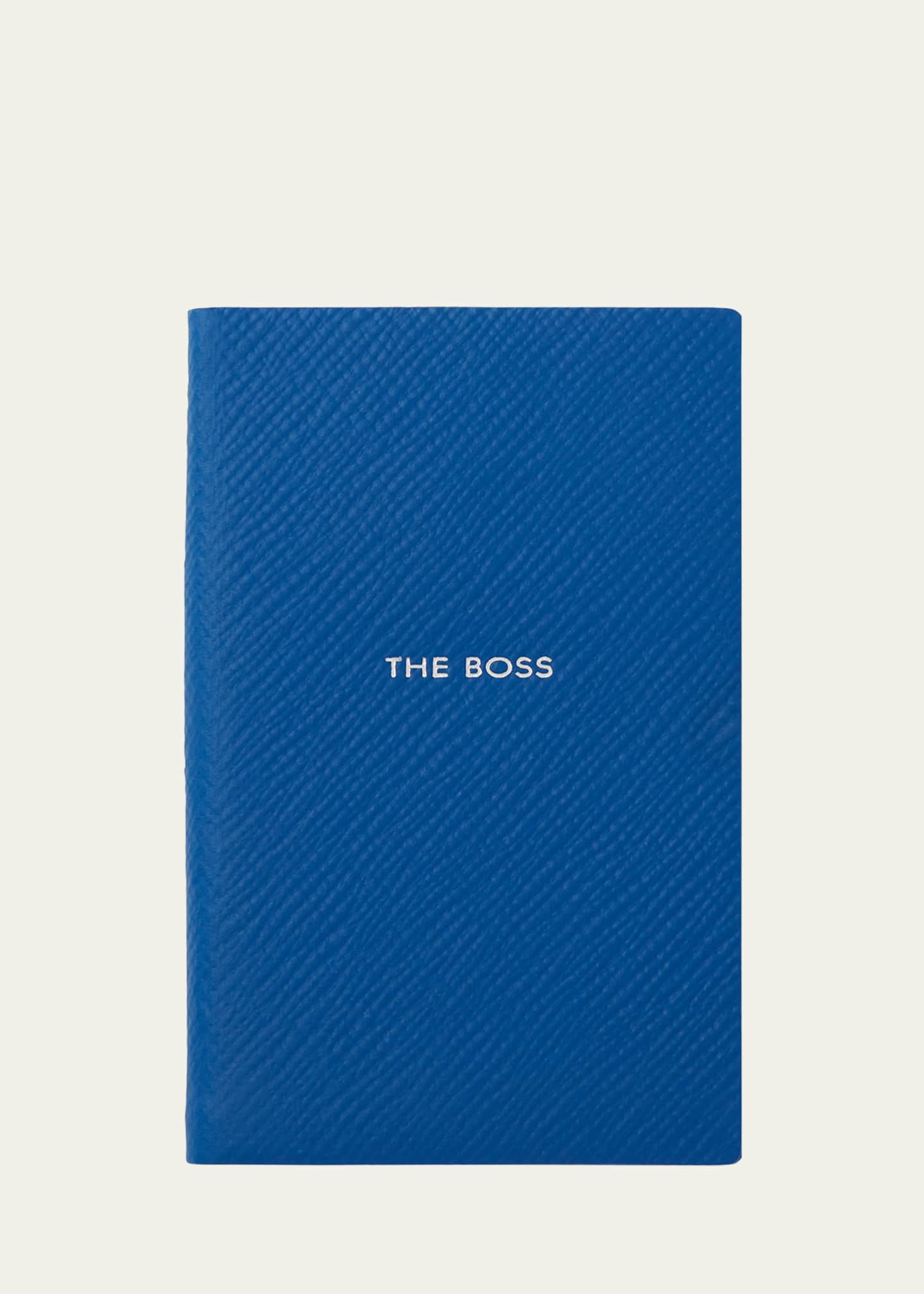 Smythson "Shhh" Wafer Panama Leather Pocket Notebook, Cerulean Image 1 of 3