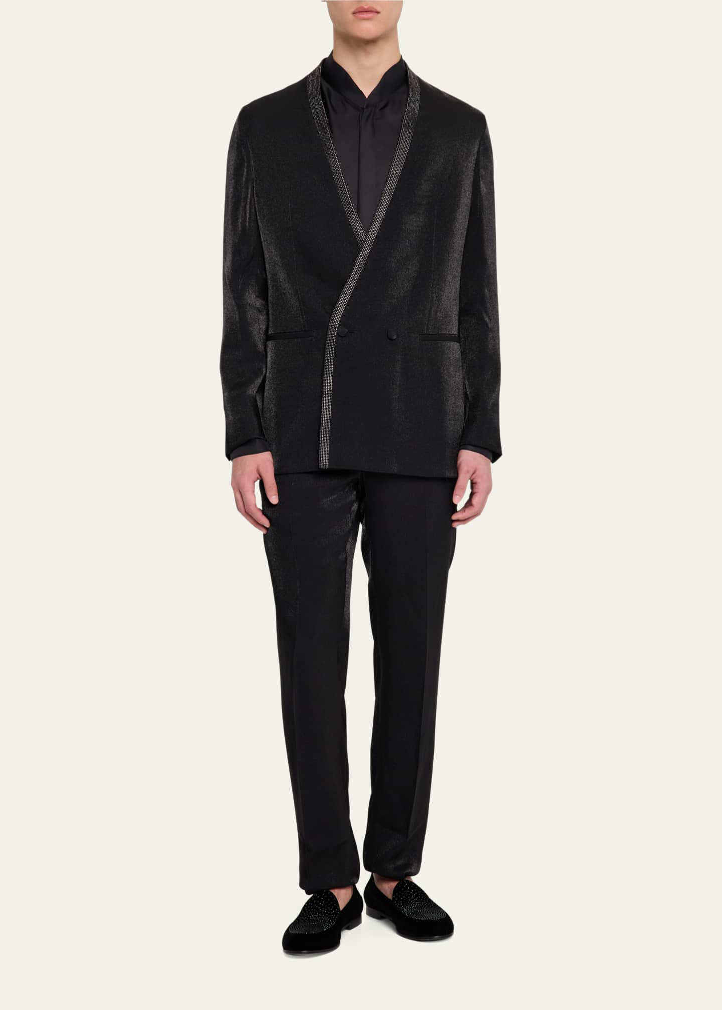 Giorgio Armani Men's Flat-Front Creased Trousers Image 2 of 5