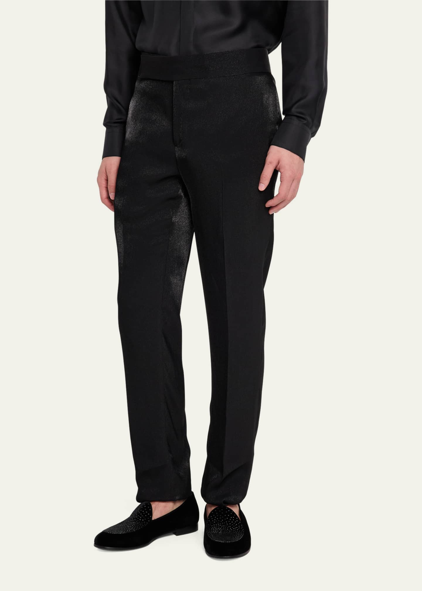 Giorgio Armani Men's Flat-Front Creased Trousers Image 4 of 5