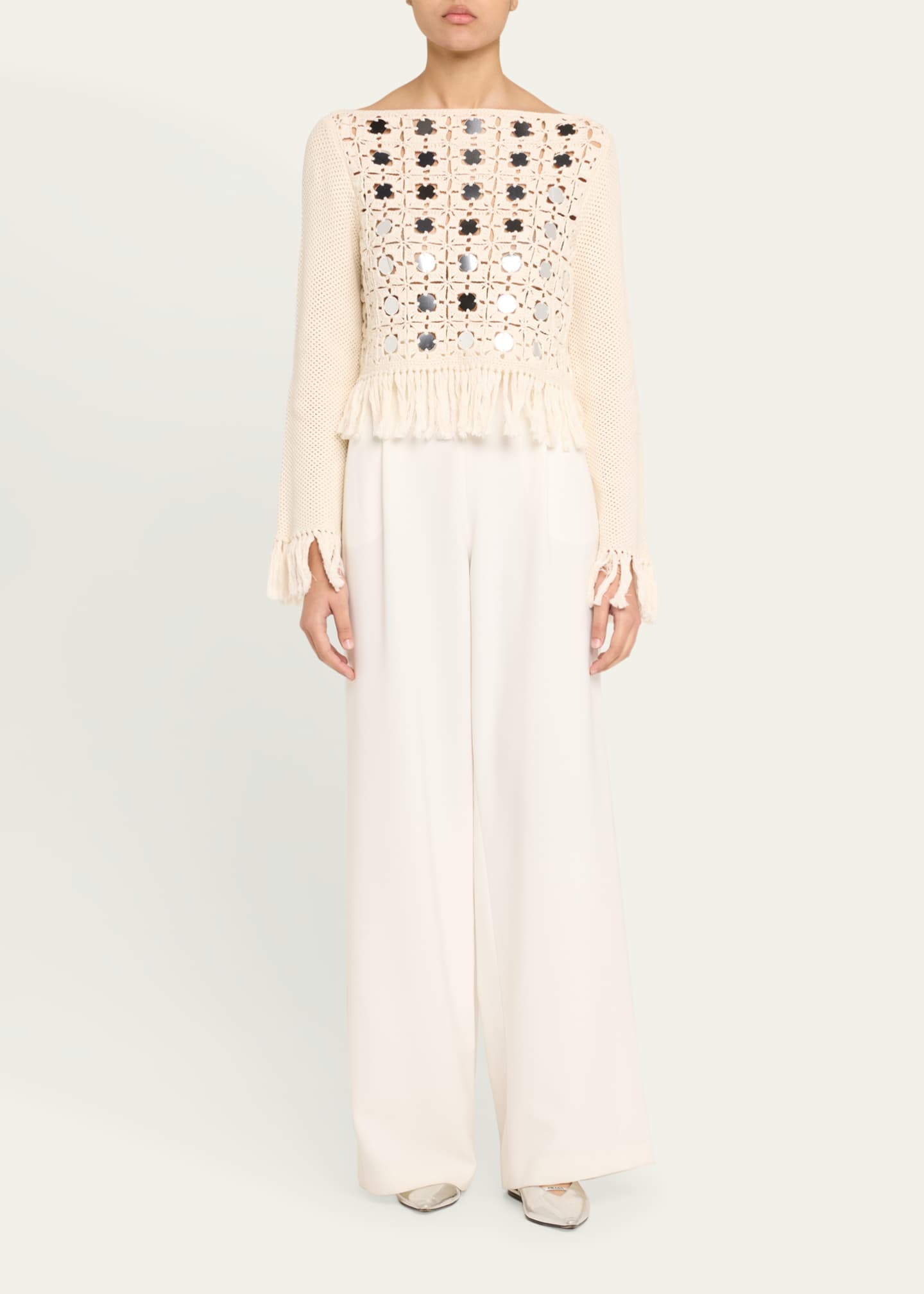 Toccin Camilla Mirror Long-Sleeve Fringe Top Image 2 of 5