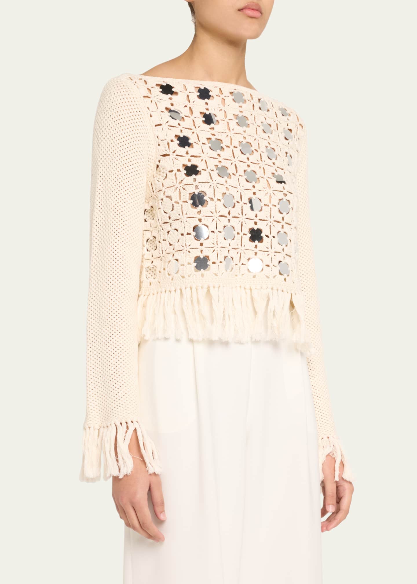 Toccin Camilla Mirror Long-Sleeve Fringe Top Image 4 of 5