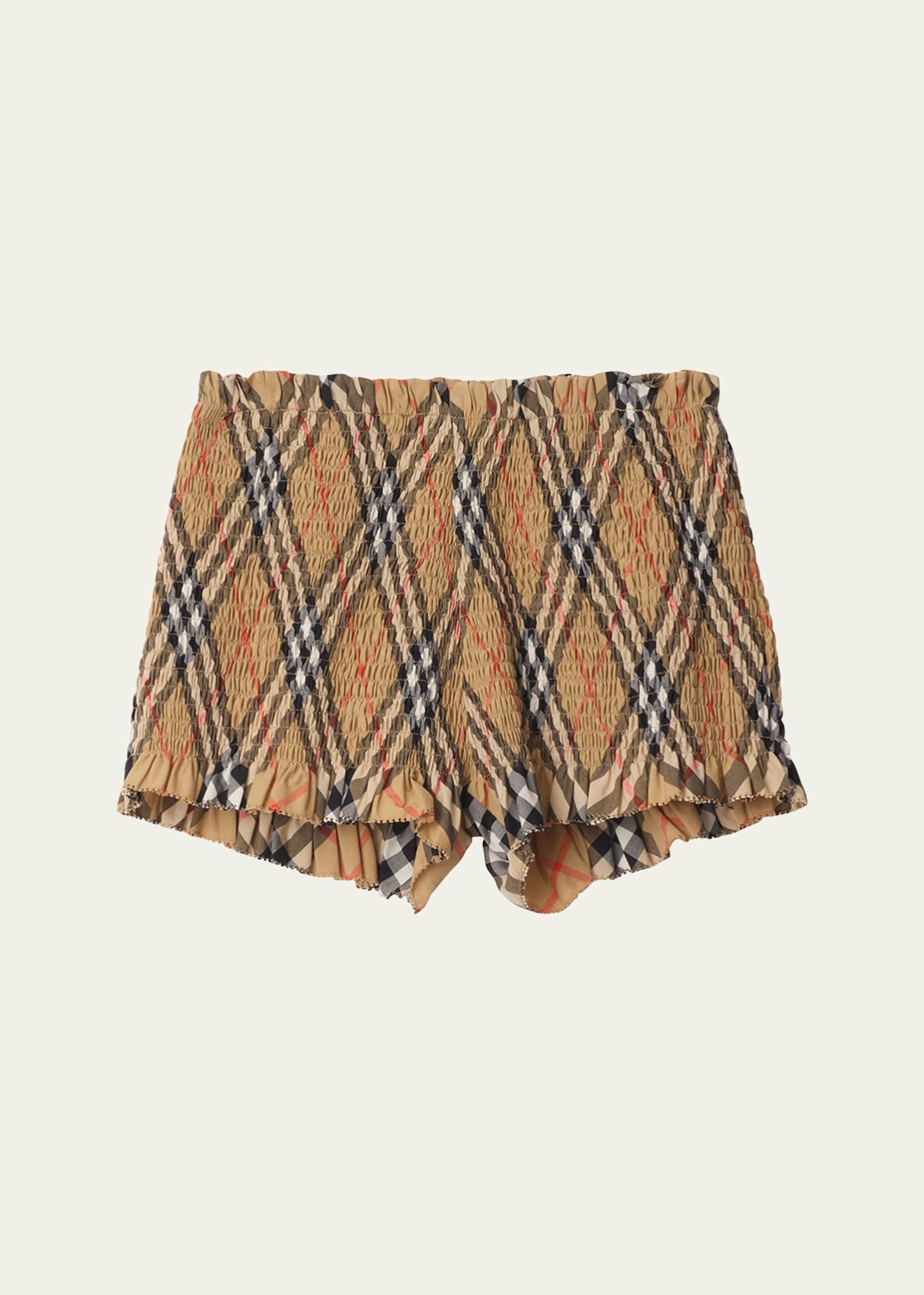 Burberry Girl's Remy Smocked Check Shorts, Size 3-14 Image 1 of 2