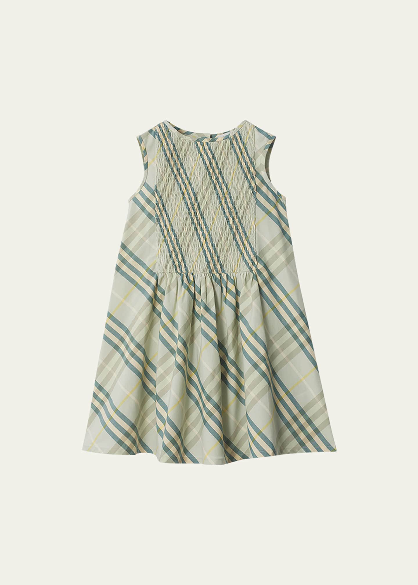Burberry Girl's Yvette Smocked Check-Print Dress, Size 3-14 Image 1 of 2