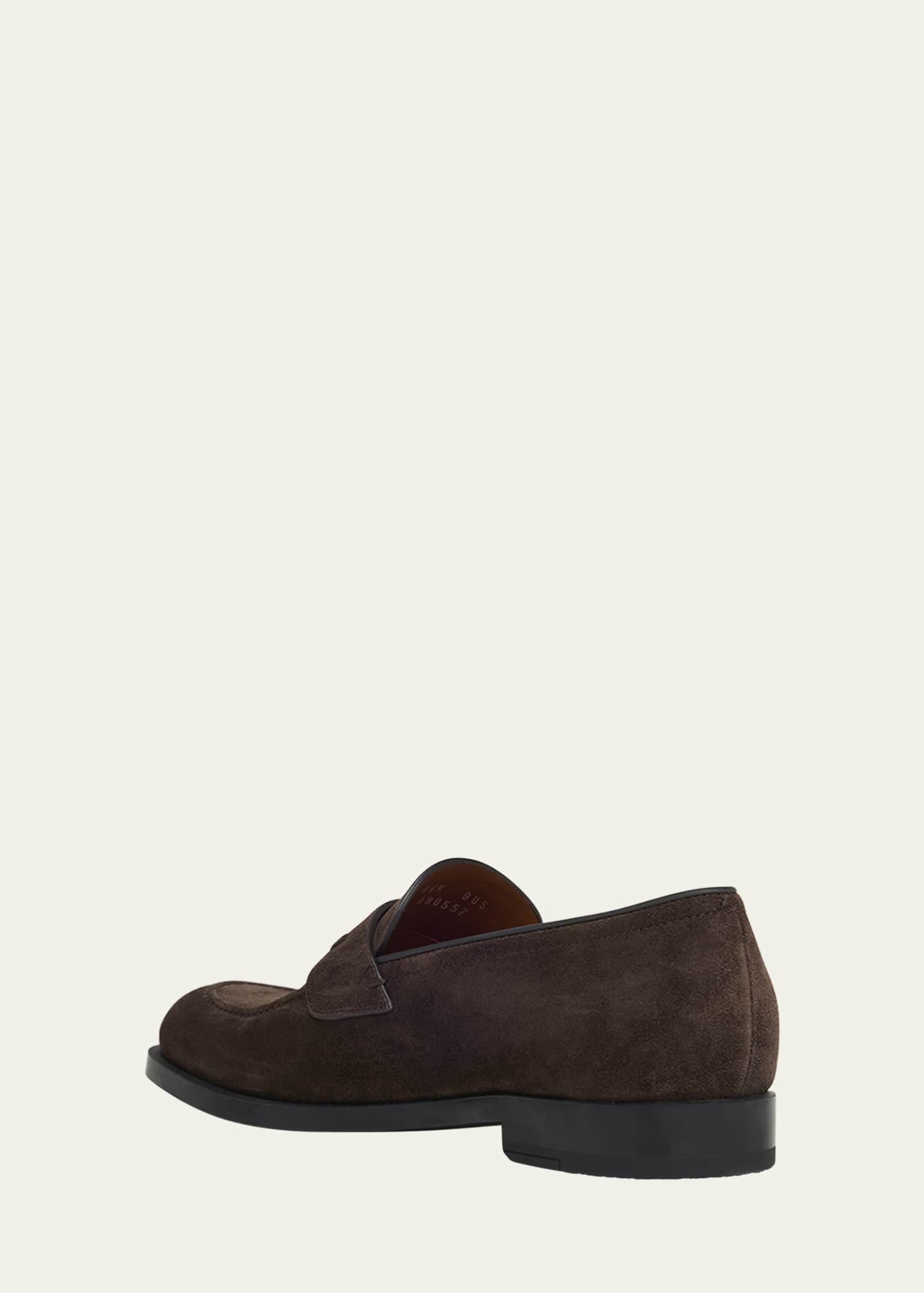 ZEGNA Men's Suede Rubber-Sole Penny Loafers Image 2 of 4