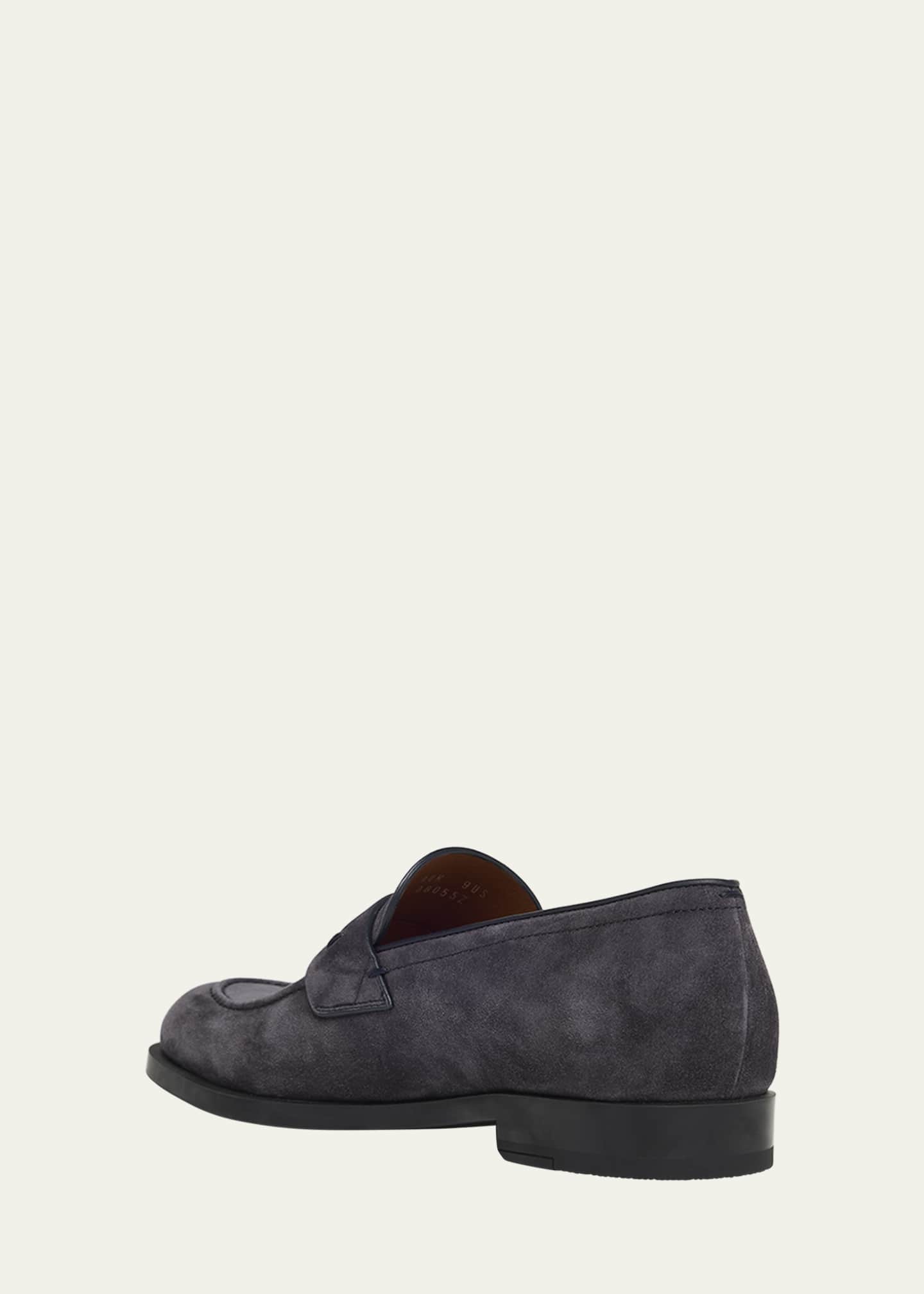 ZEGNA Men's Suede Rubber-Sole Penny Loafers Image 2 of 4