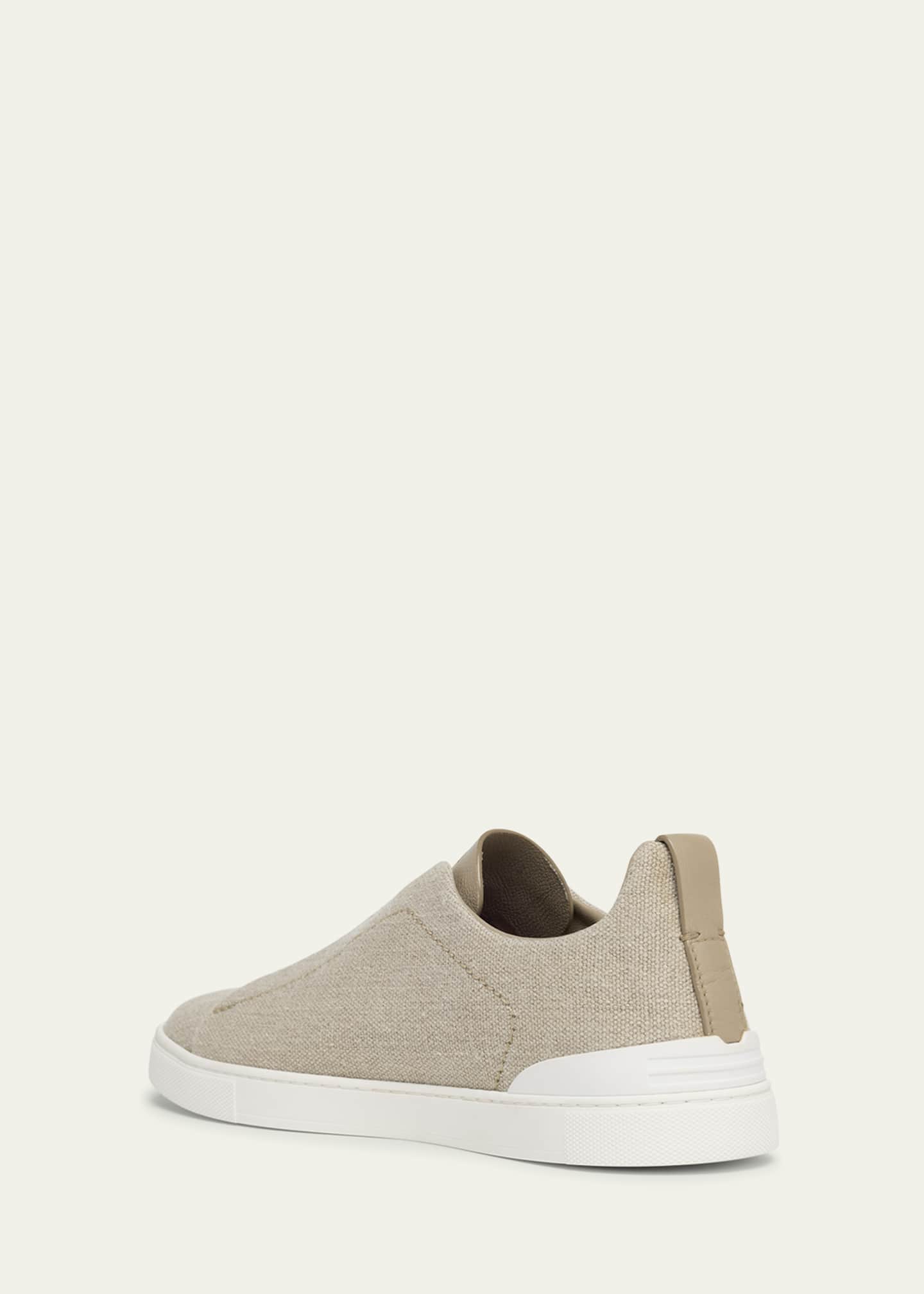ZEGNA Men's Triple Stitch Linen Slip-On Sneakers Image 2 of 4