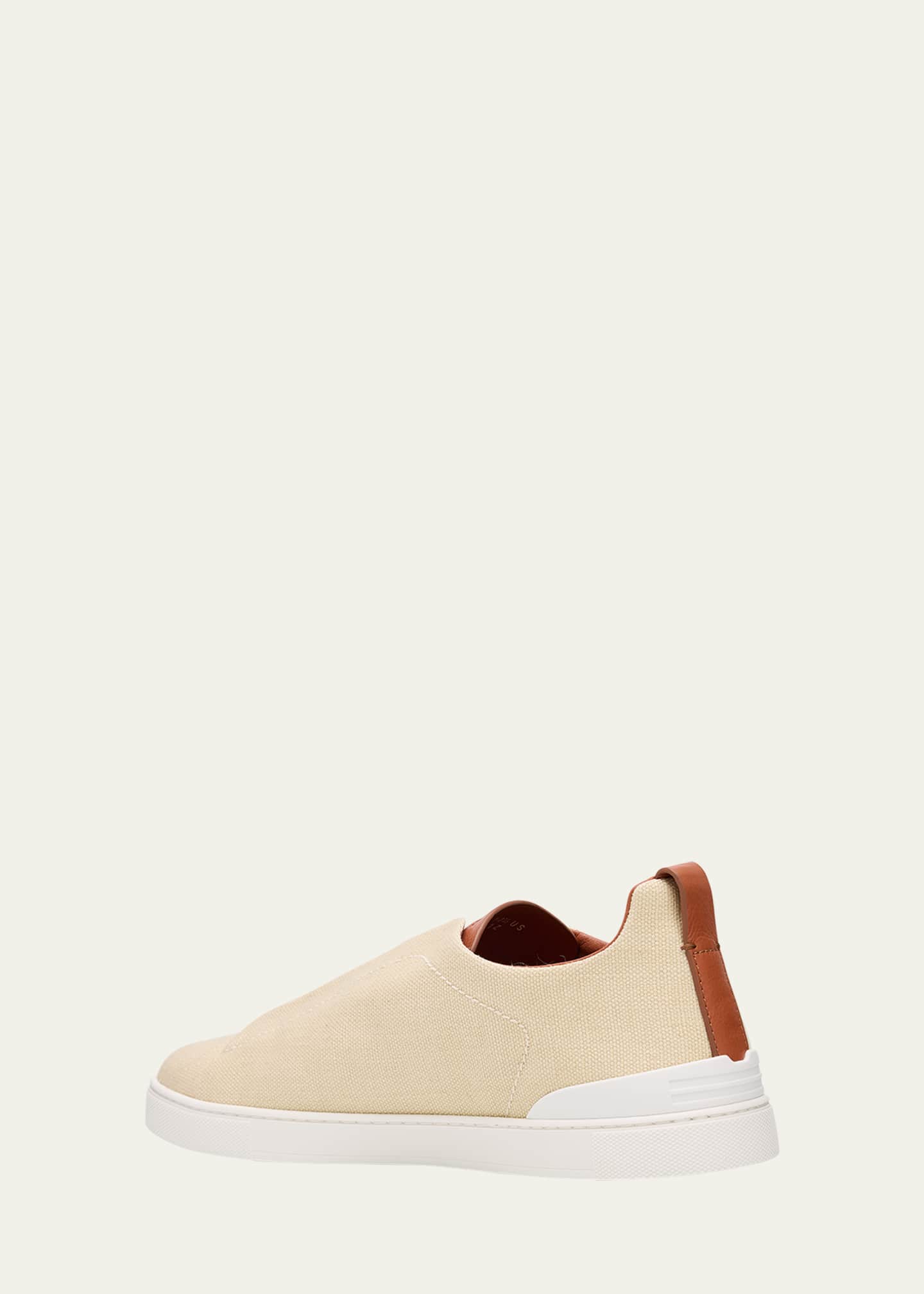 ZEGNA Men's Triple Stitch Linen Slip-On Sneakers Image 2 of 4
