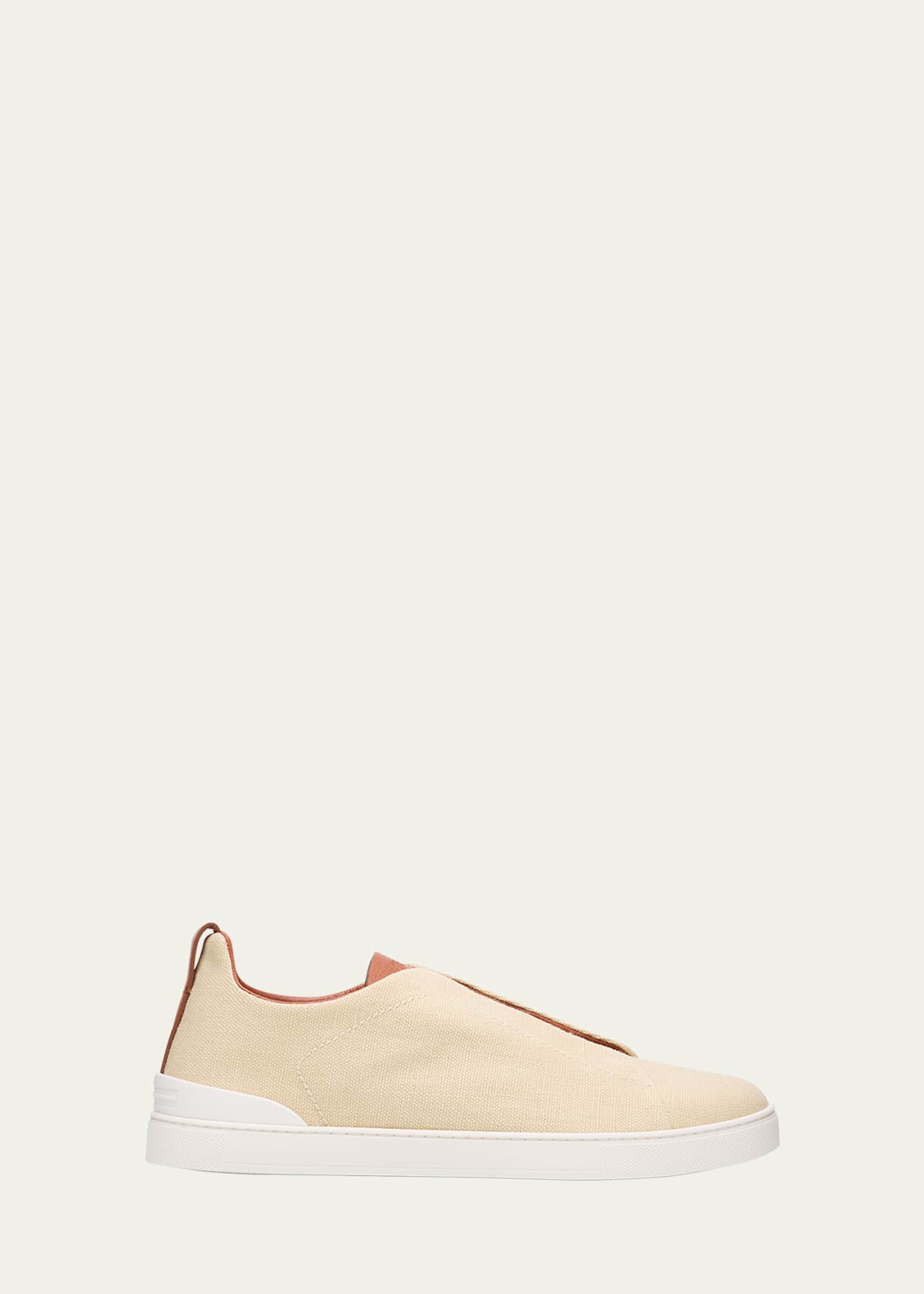 ZEGNA Men's Triple Stitch Linen Slip-On Sneakers Image 1 of 4