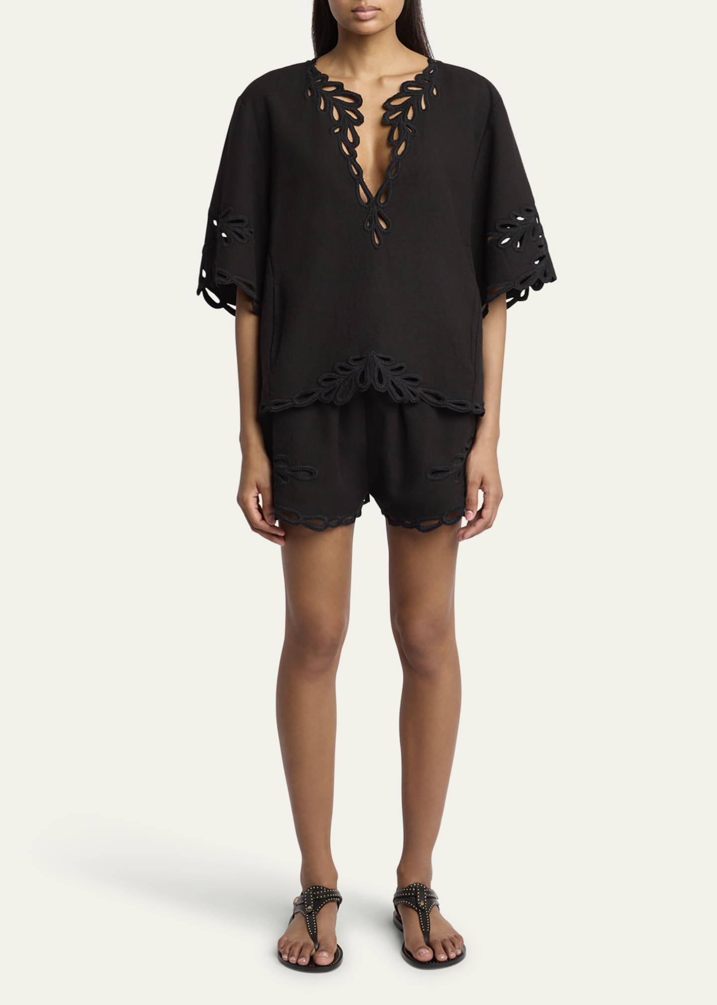 Etoile Isabel Marant Shana Embroidered Short-Sleeve Top Image 2 of 5