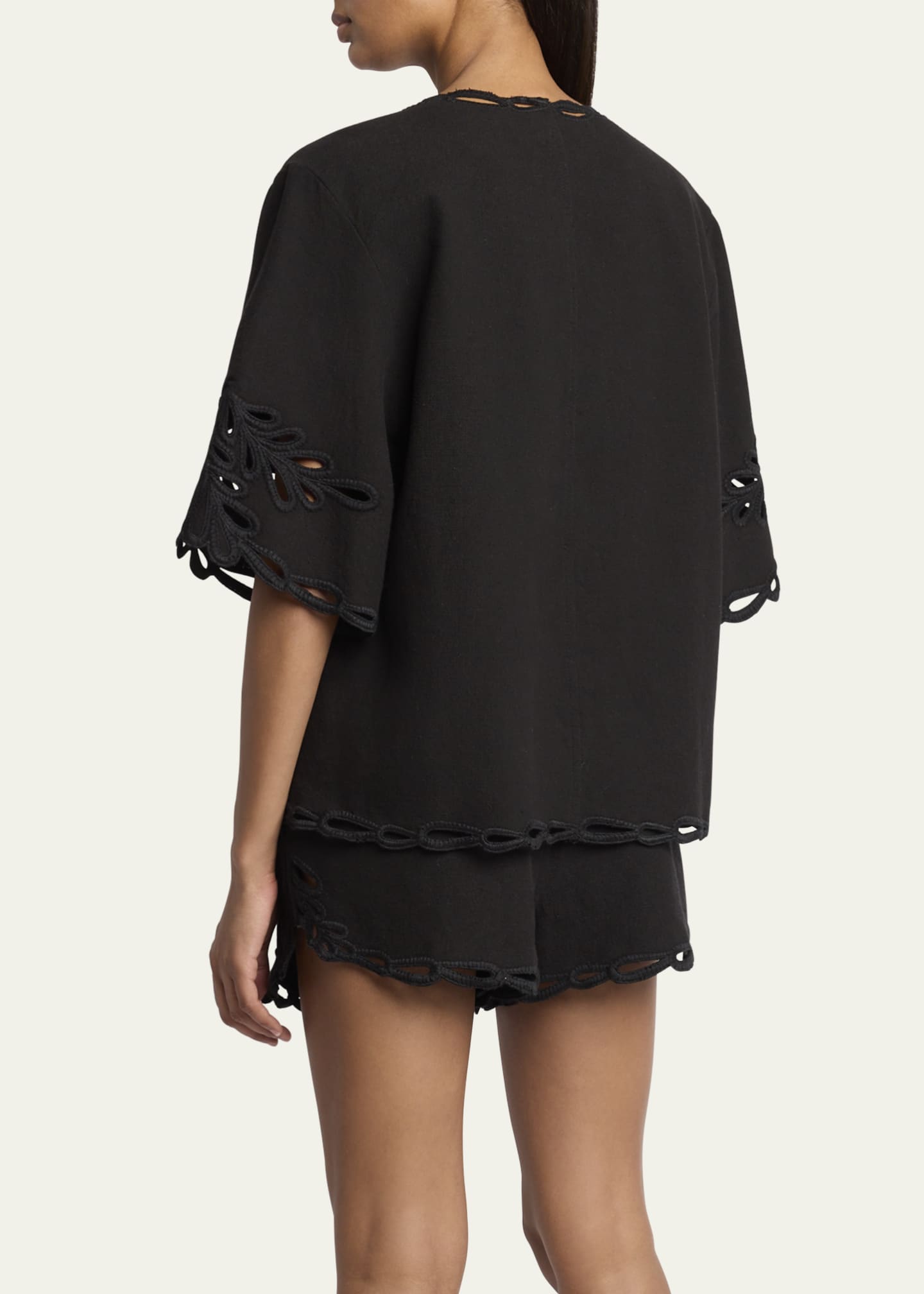 Etoile Isabel Marant Shana Embroidered Short-Sleeve Top Image 3 of 5