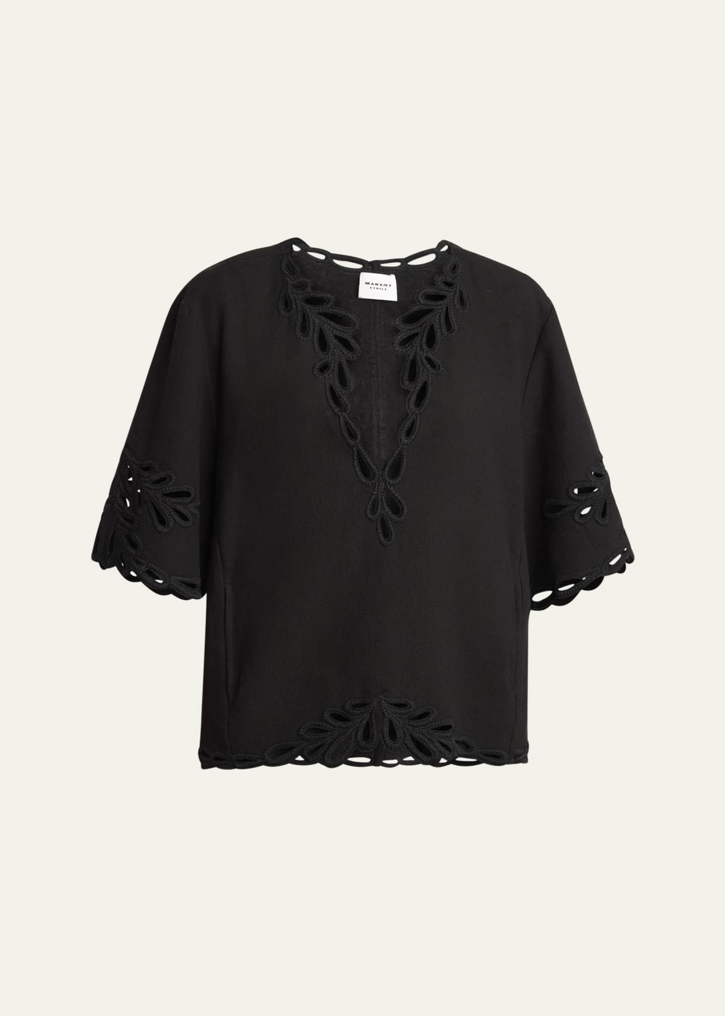 Etoile Isabel Marant Shana Embroidered Short-Sleeve Top Image 1 of 5