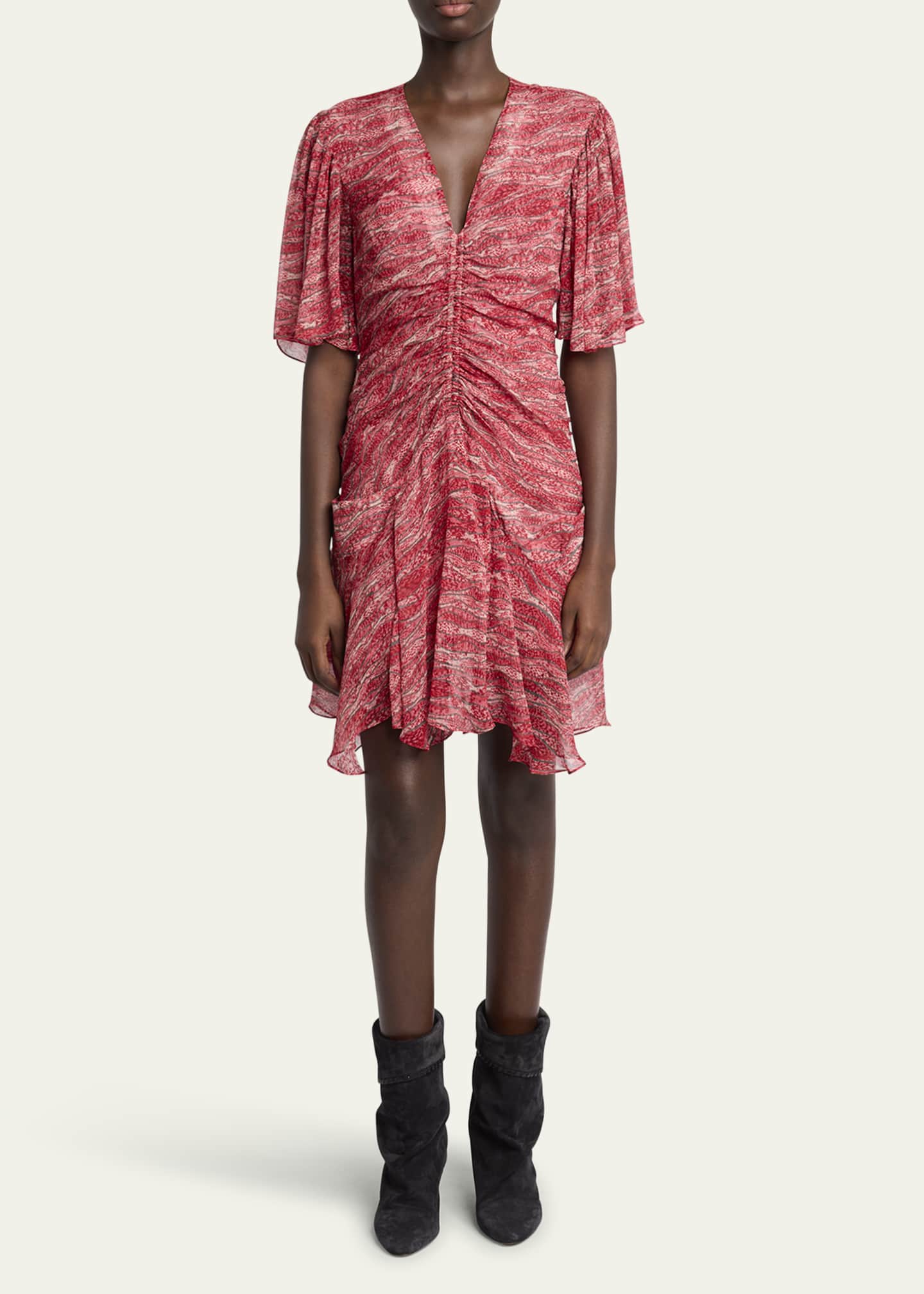 Etoile Isabel Marant Vivienne Printed Short-Sleeve Dress Image 2 of 5