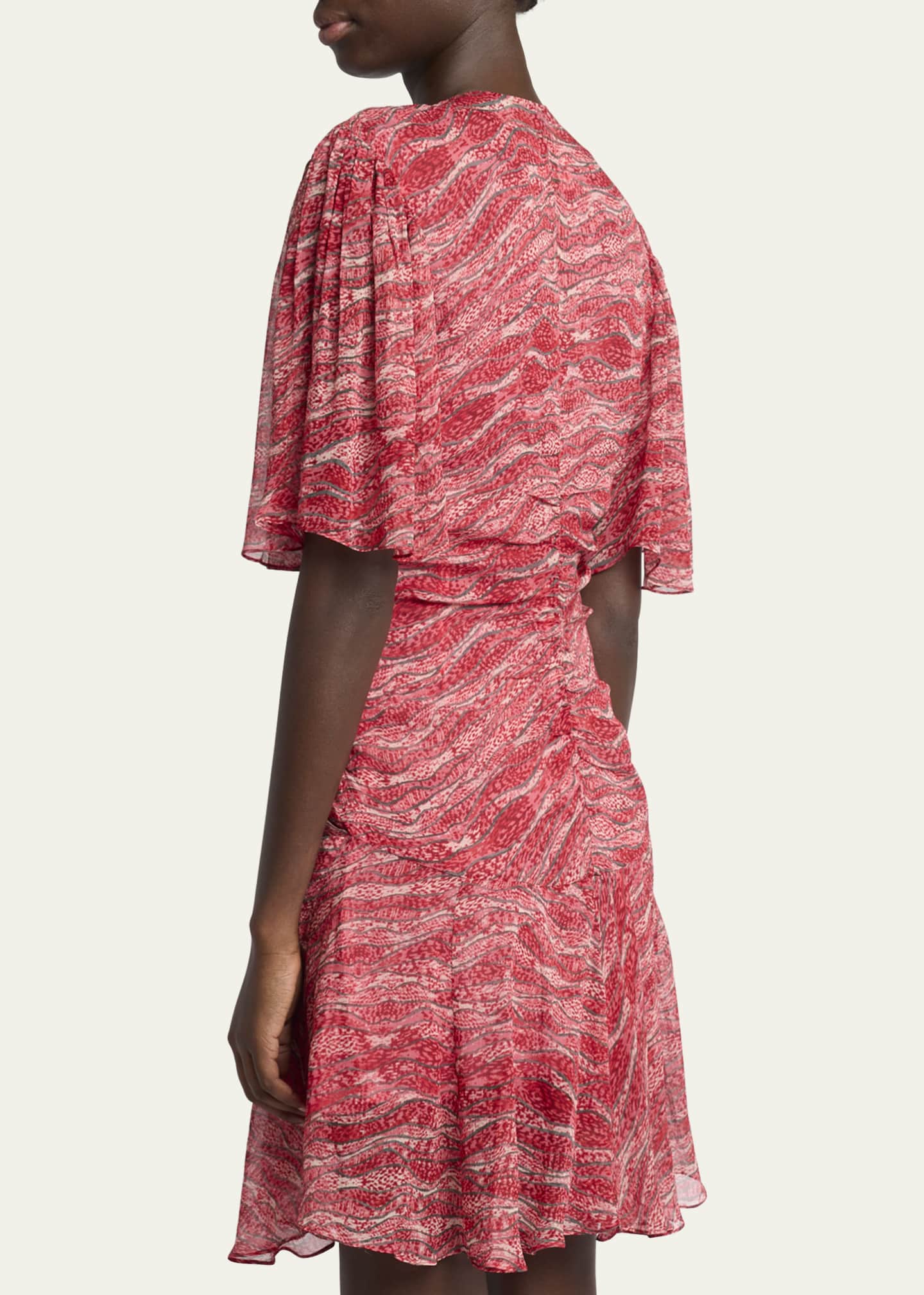 Etoile Isabel Marant Vivienne Printed Short-Sleeve Dress Image 3 of 5