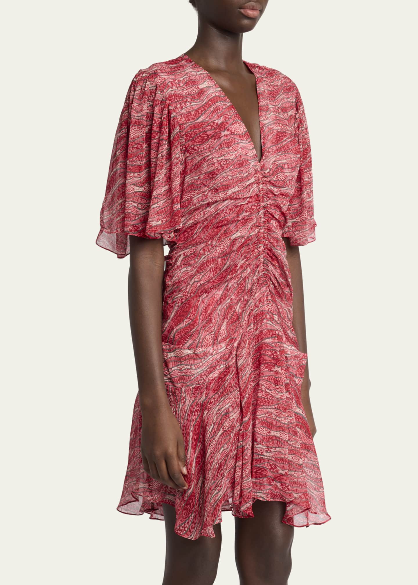 Etoile Isabel Marant Vivienne Printed Short-Sleeve Dress Image 4 of 5