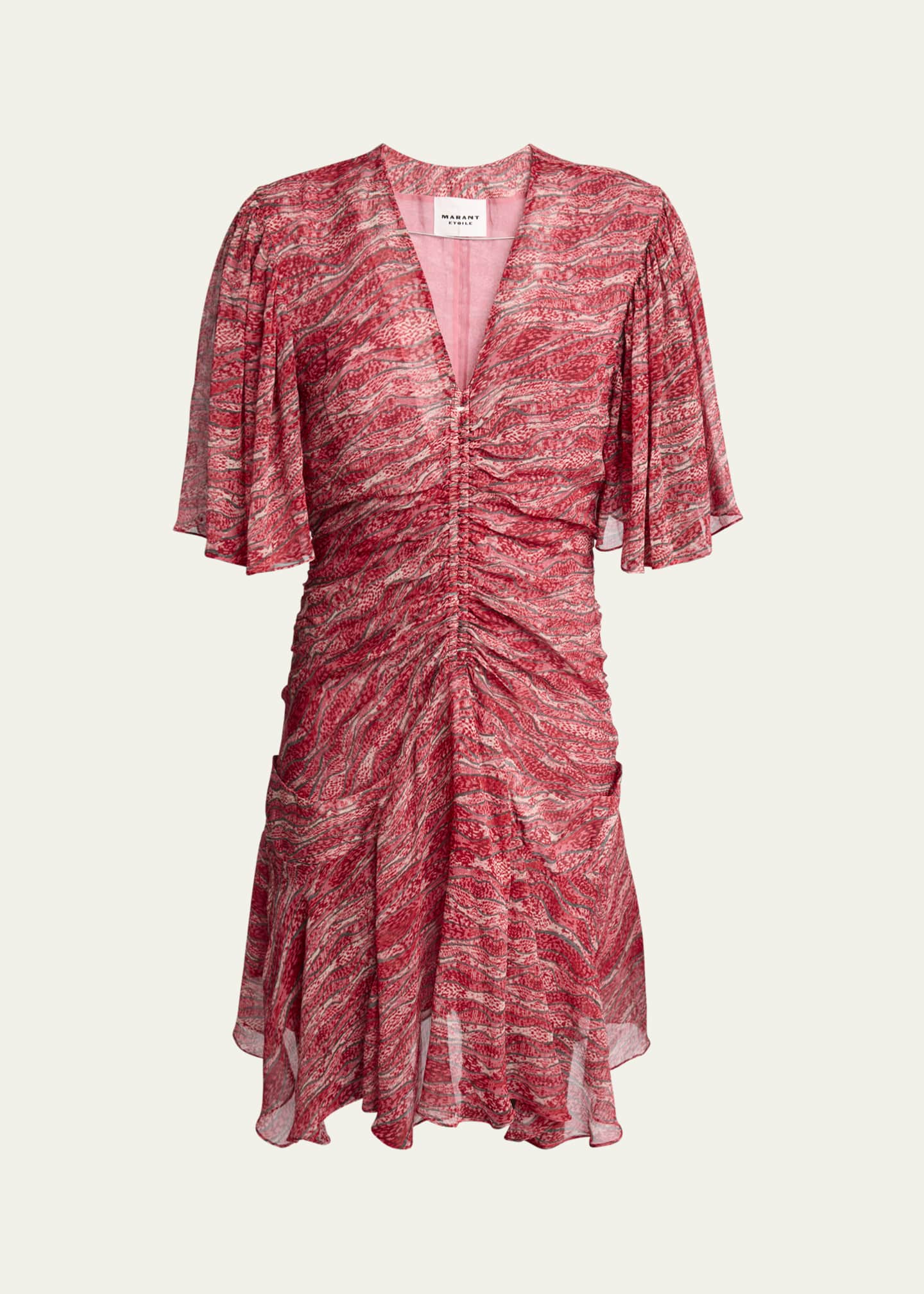 Etoile Isabel Marant Vivienne Printed Short-Sleeve Dress Image 1 of 5
