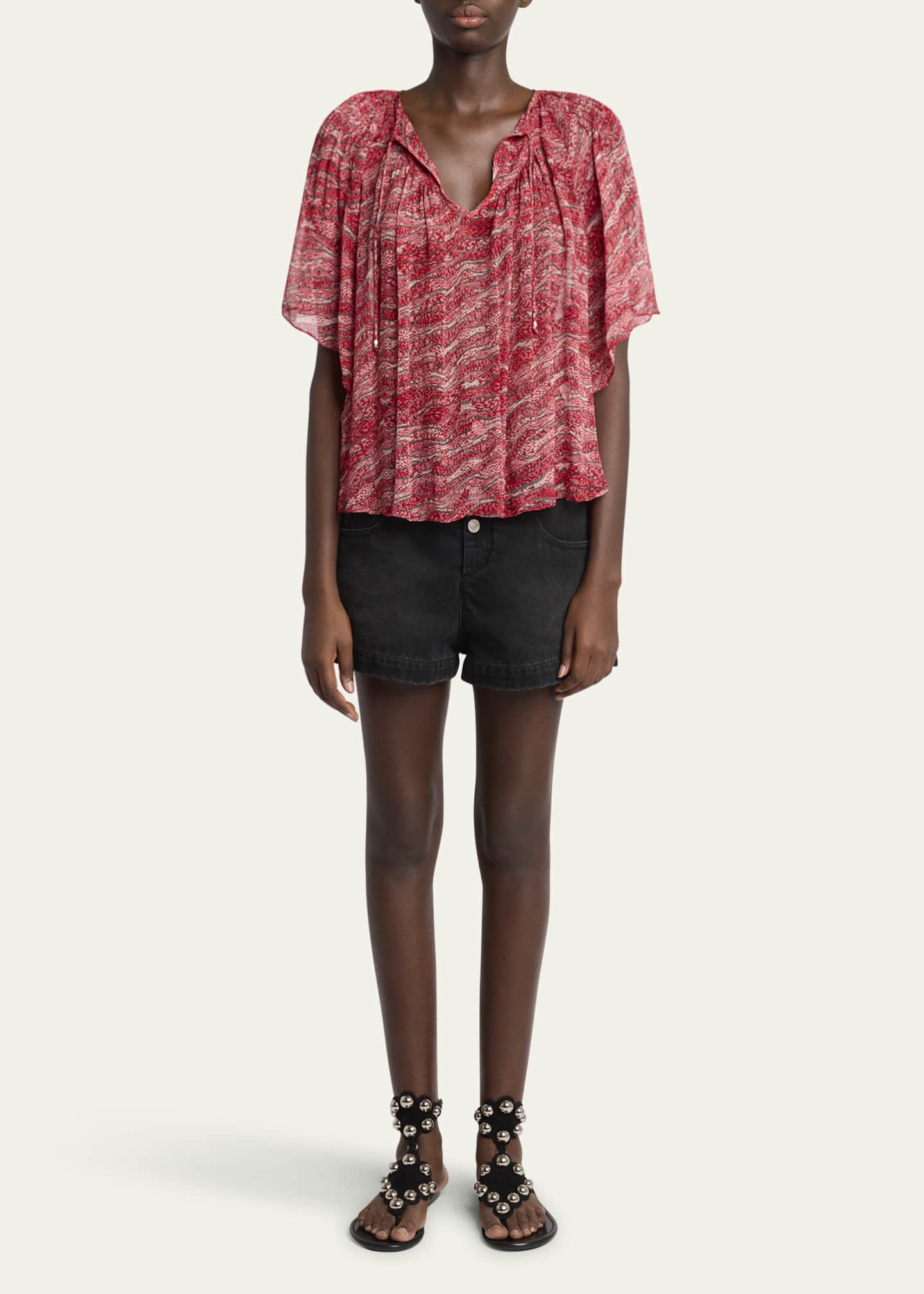 Etoile Isabel Marant Neslya Short-Sleeve Blouse Image 2 of 5
