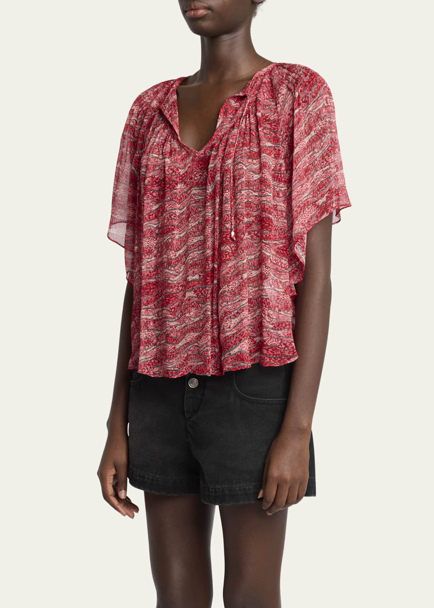 Etoile Isabel Marant Neslya Short-Sleeve Blouse Image 4 of 5