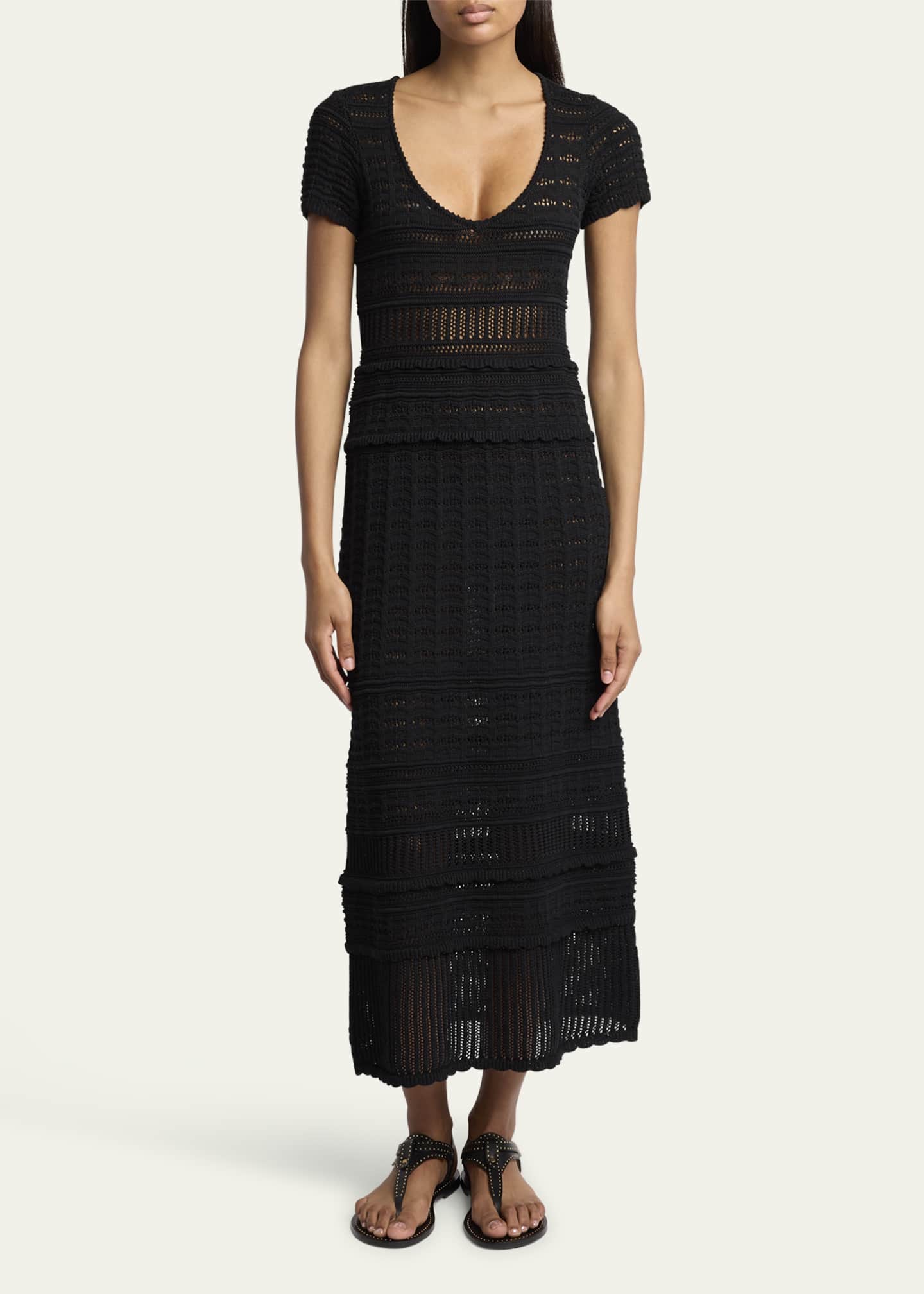 Etoile Isabel Marant Aurore Short-Sleeve Crochet Maxi Dress Image 2 of 5