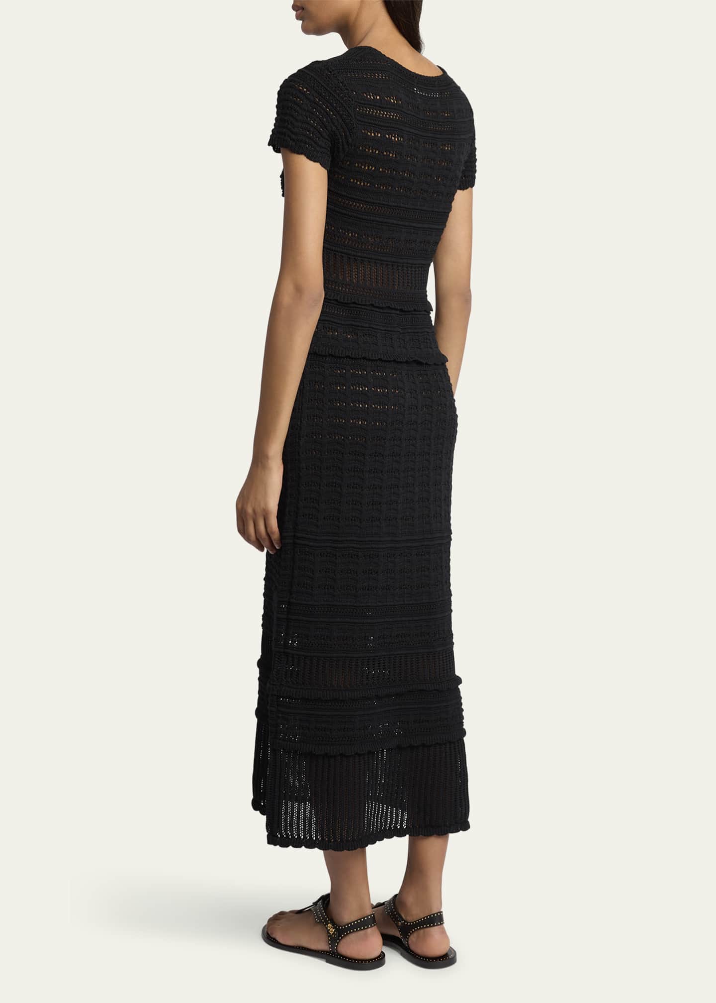 Etoile Isabel Marant Aurore Short-Sleeve Crochet Maxi Dress Image 3 of 5