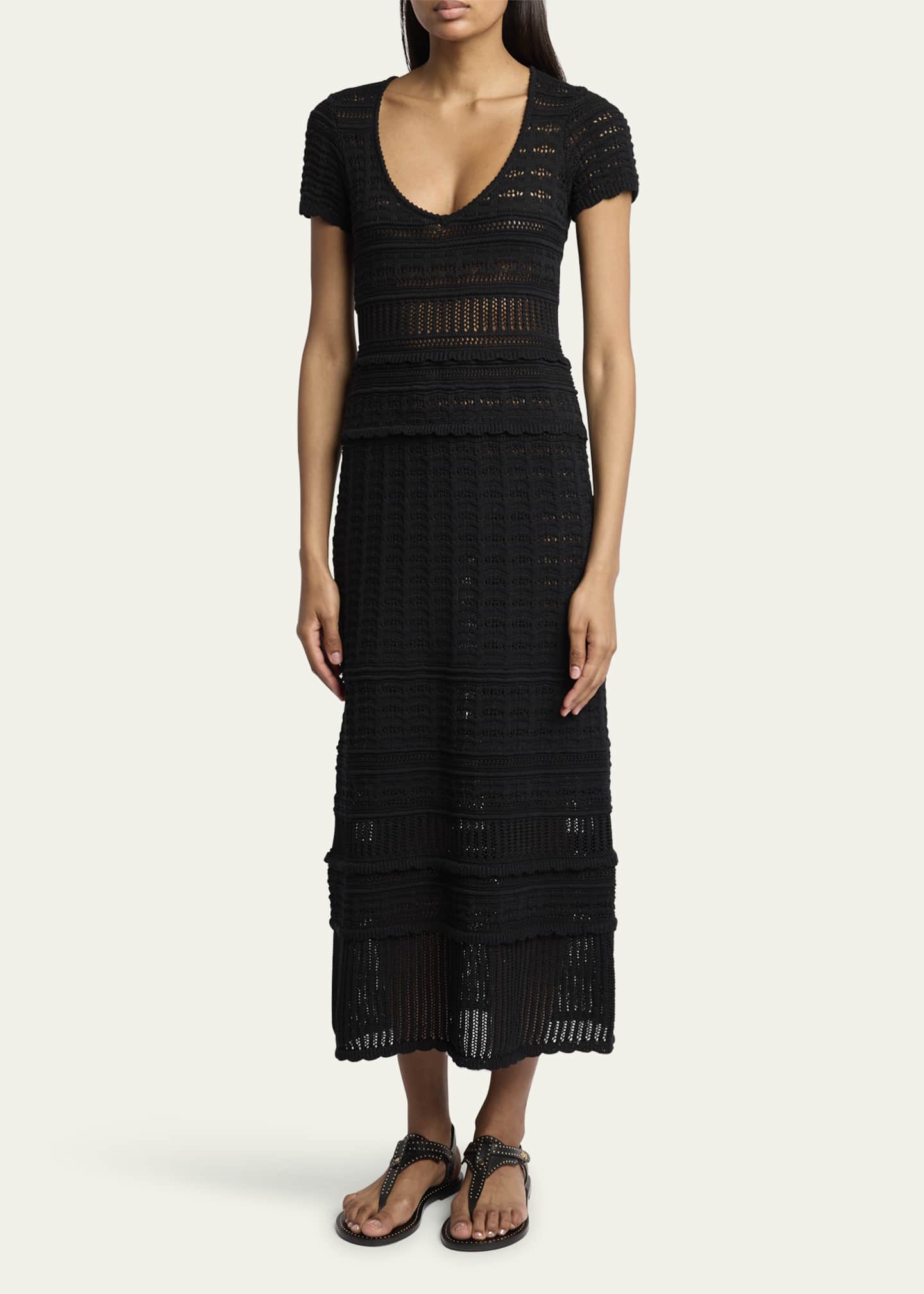 Etoile Isabel Marant Aurore Short-Sleeve Crochet Maxi Dress Image 4 of 5