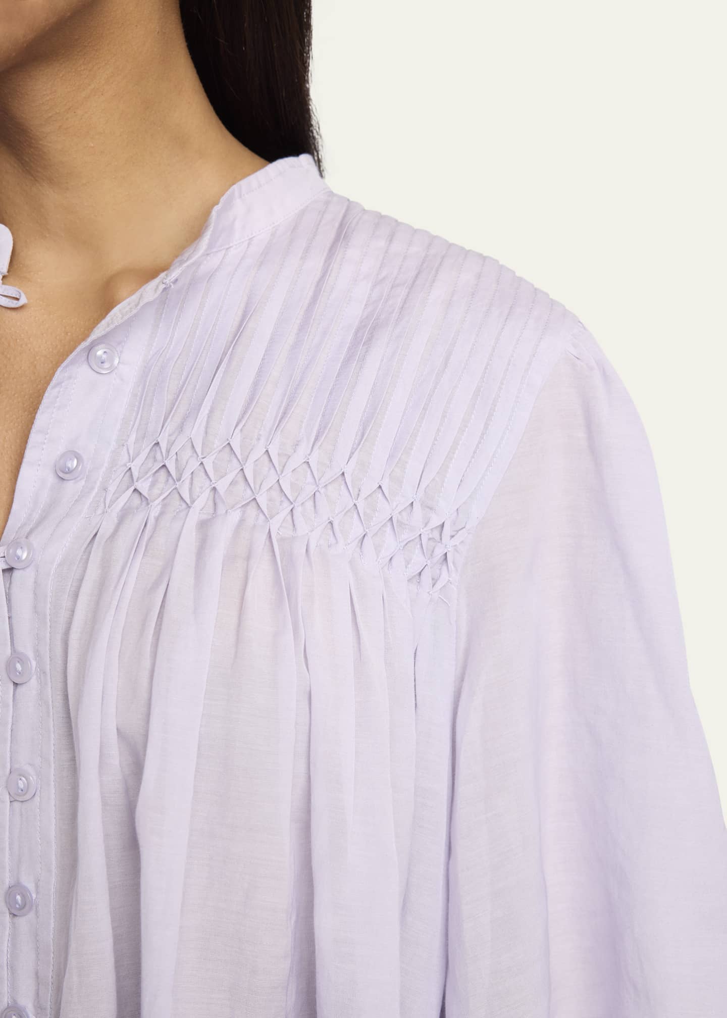 Etoile Isabel Marant Destiny Short-Sleeve Smocked Blouse Image 5 of 5