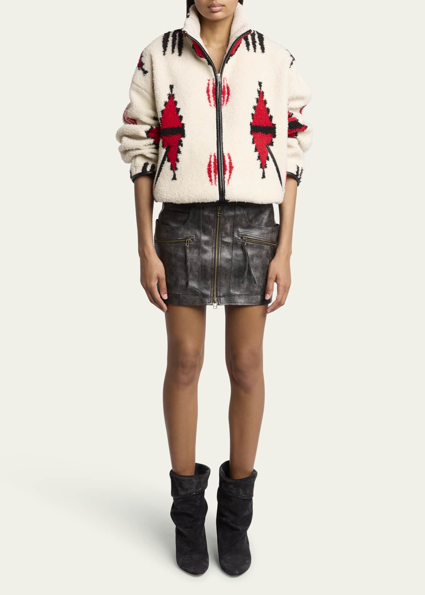 Etoile Isabel Marant Ivana Printed Faux Shearling Coat Image 2 of 5