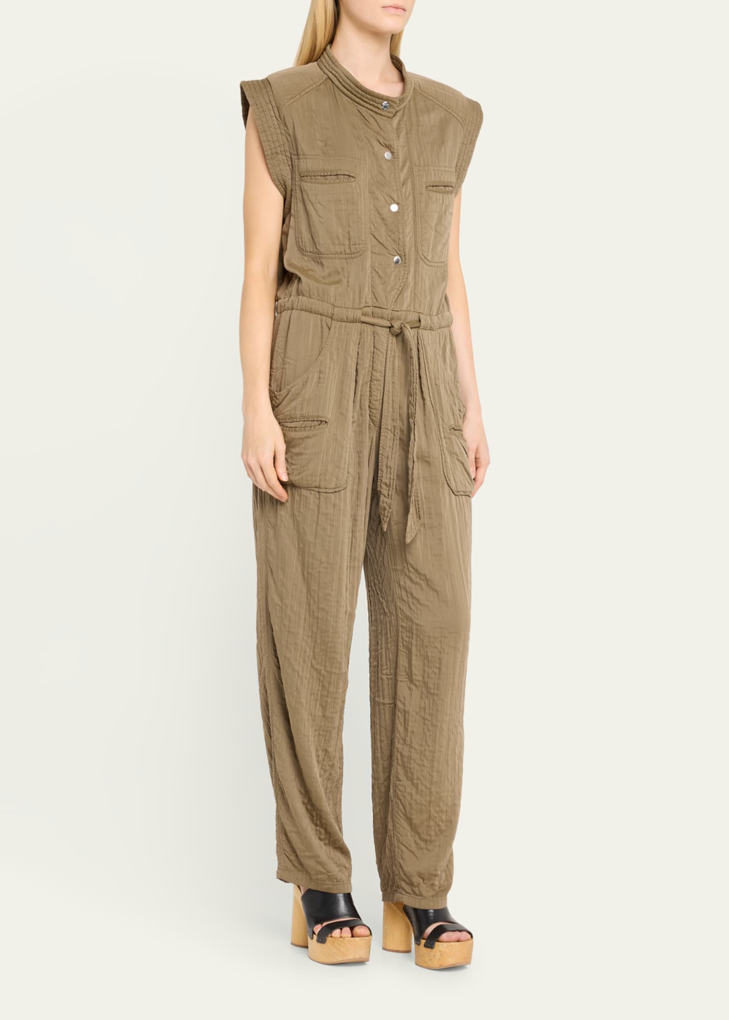 Etoile Isabel Marant Suzie Crinkled Drawstring Jumpsuit Image 4 of 5