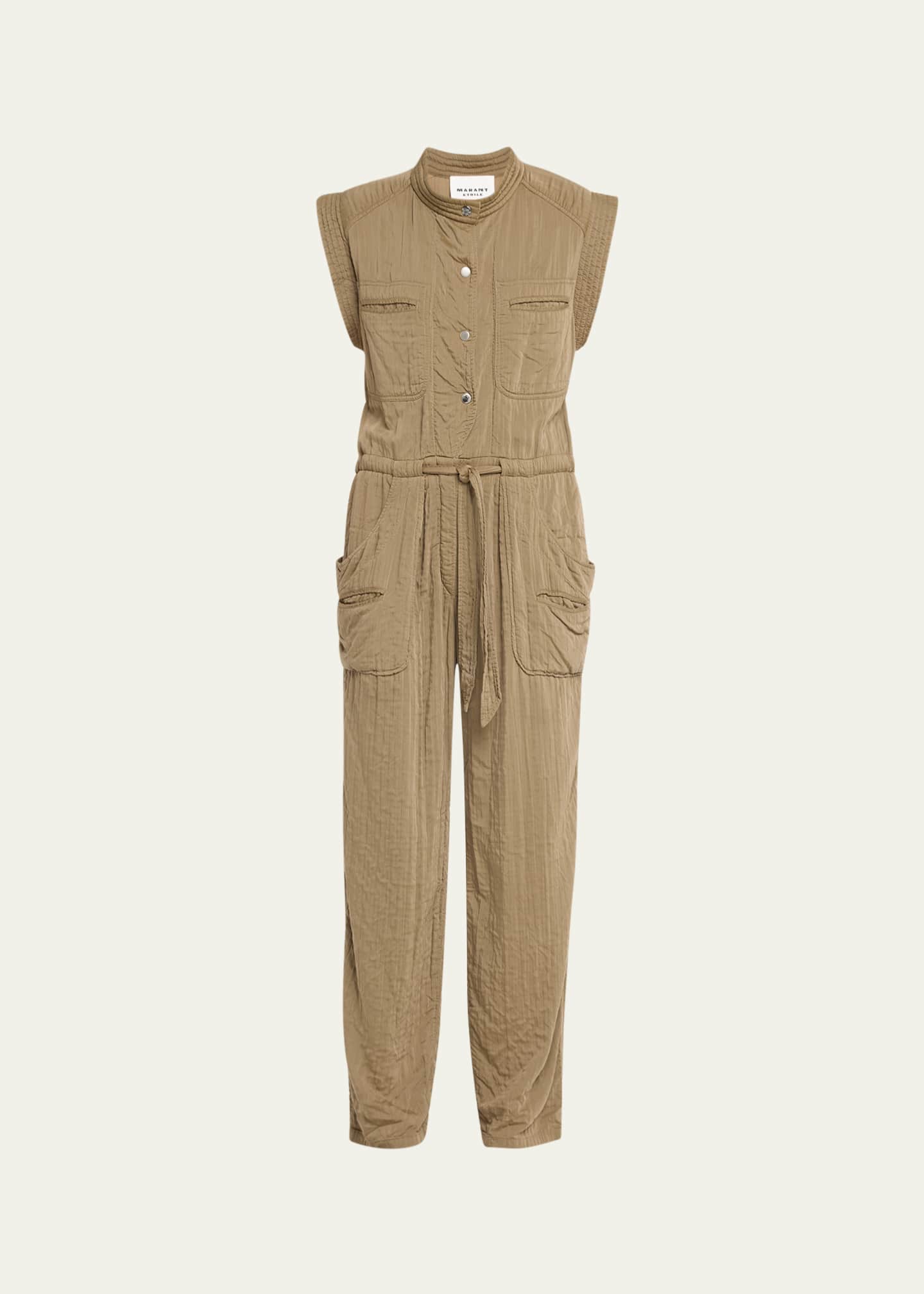 Etoile Isabel Marant Suzie Crinkled Drawstring Jumpsuit Image 1 of 5
