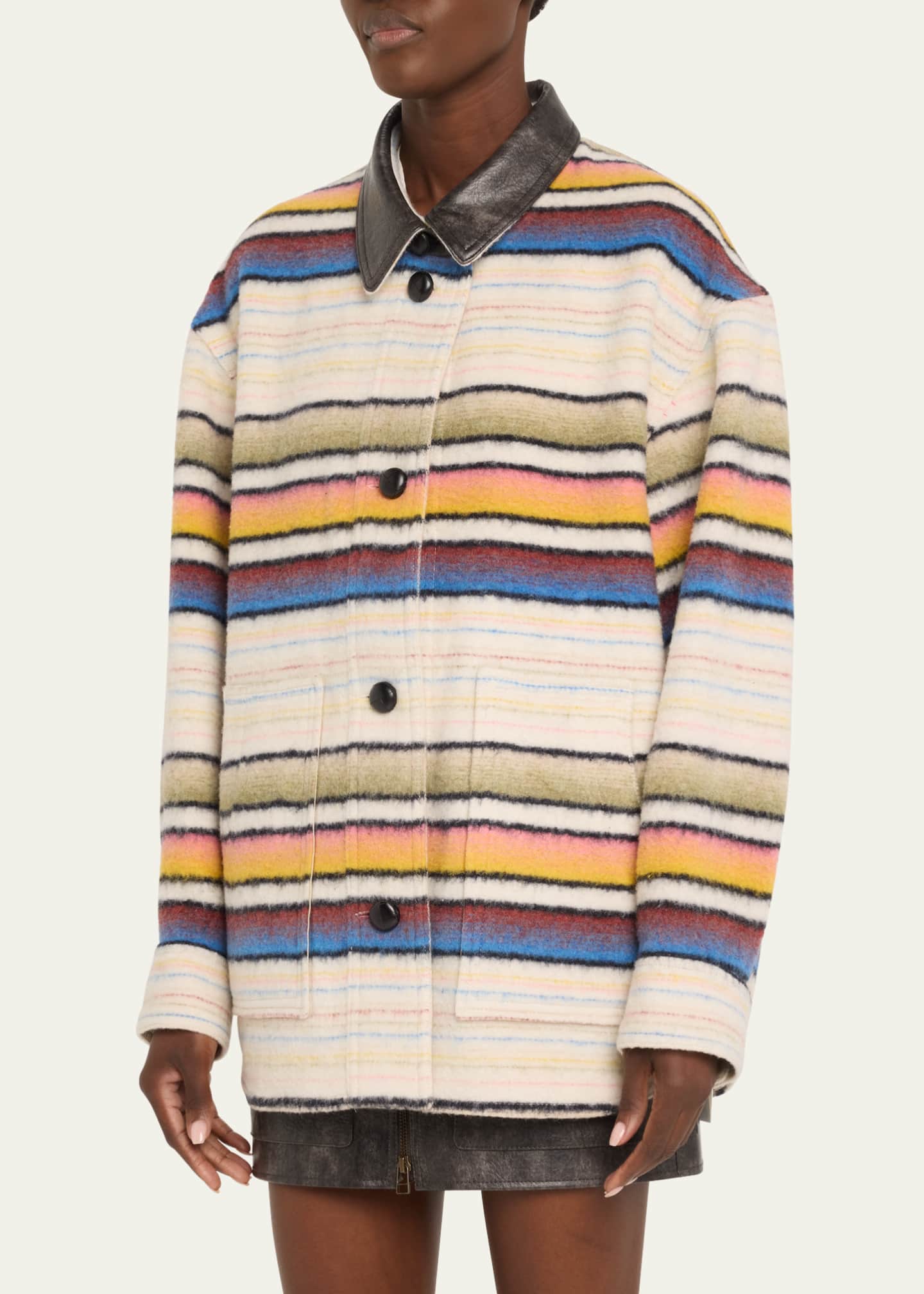 Etoile Isabel Marant Dayvi Stripe Shirt Jacket Image 4 of 5