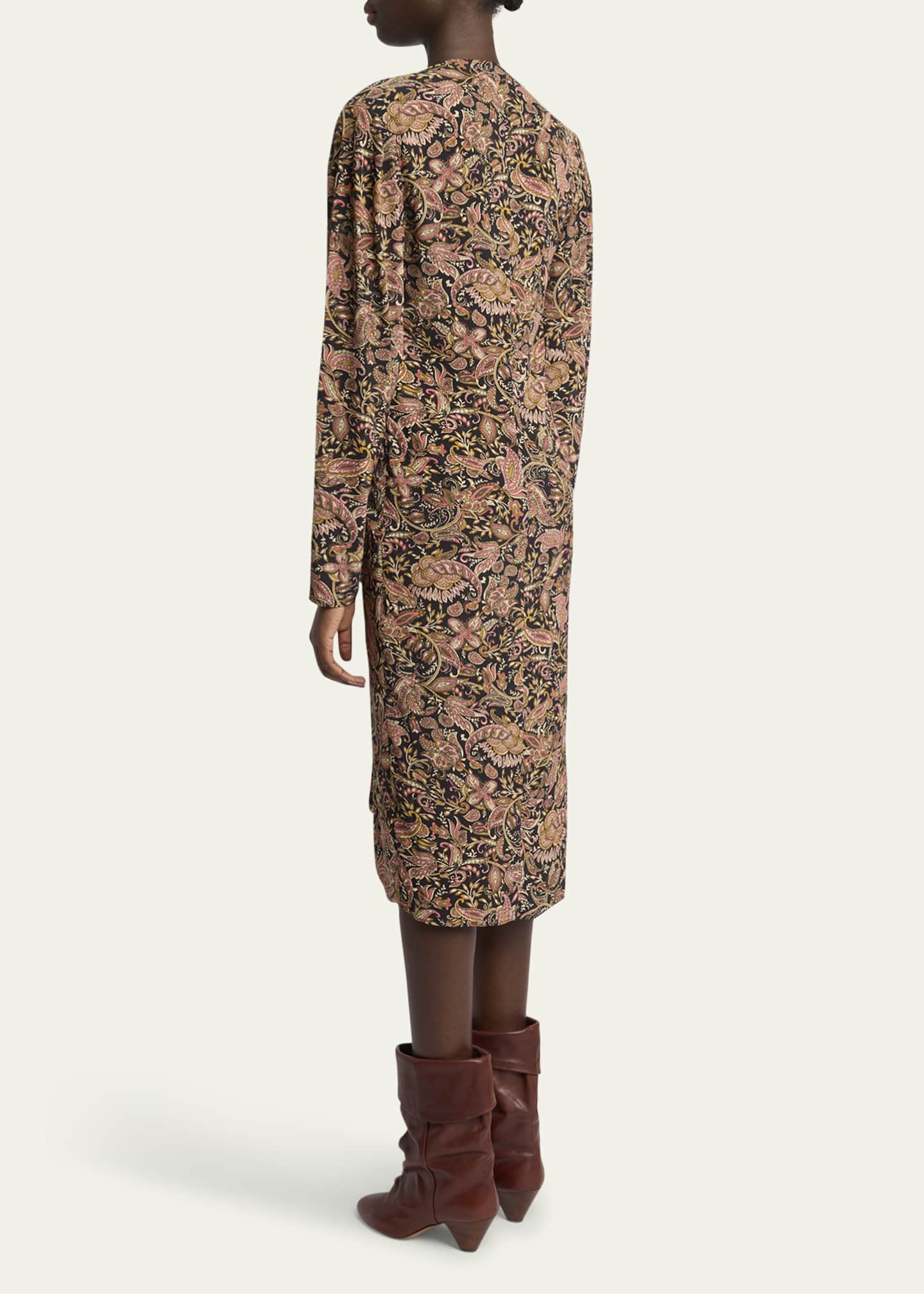 Etoile Isabel Marant Zeliha Paisley Twist Front Midi Dress Image 3 of 5