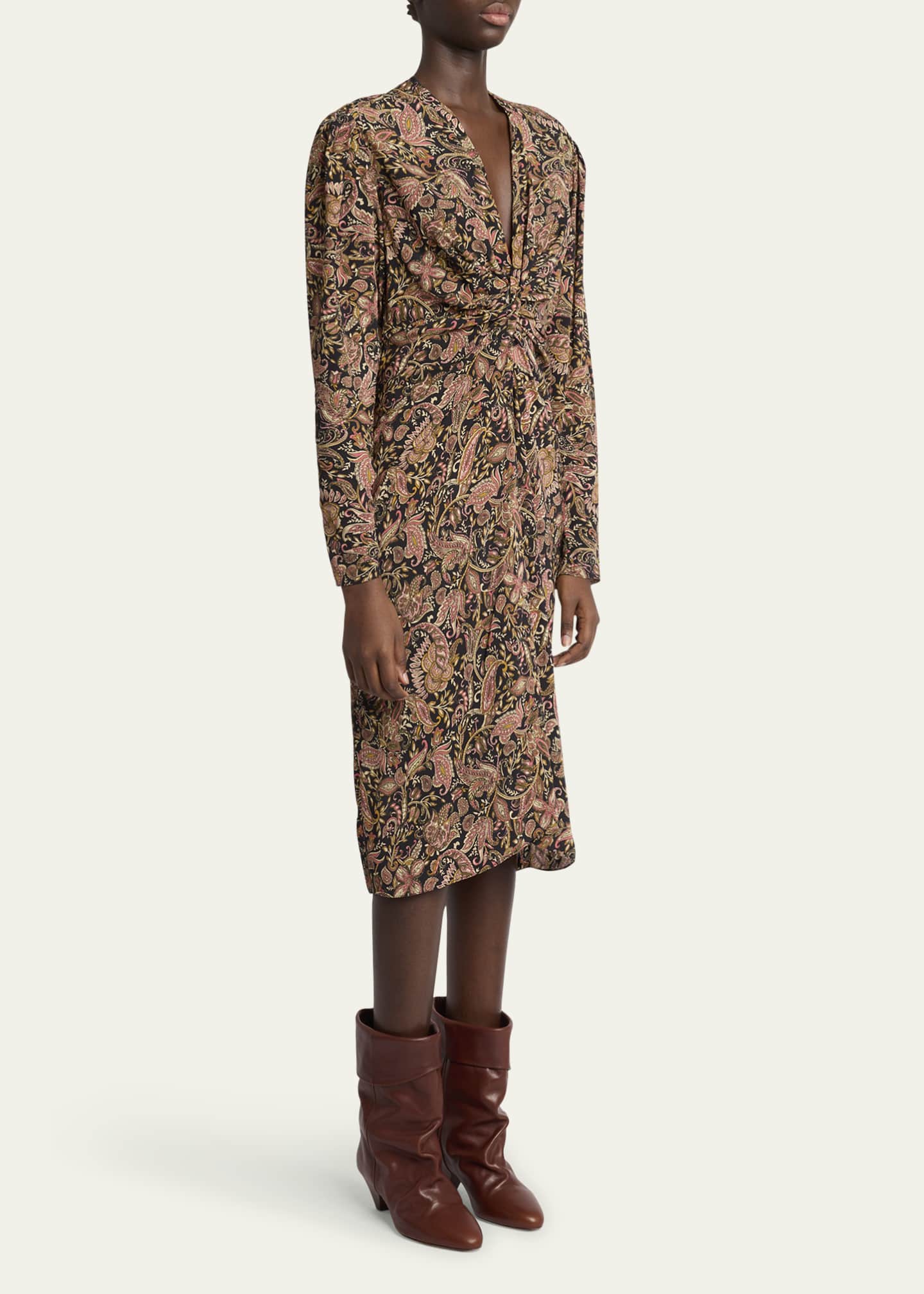 Etoile Isabel Marant Zeliha Paisley Twist Front Midi Dress Image 4 of 5