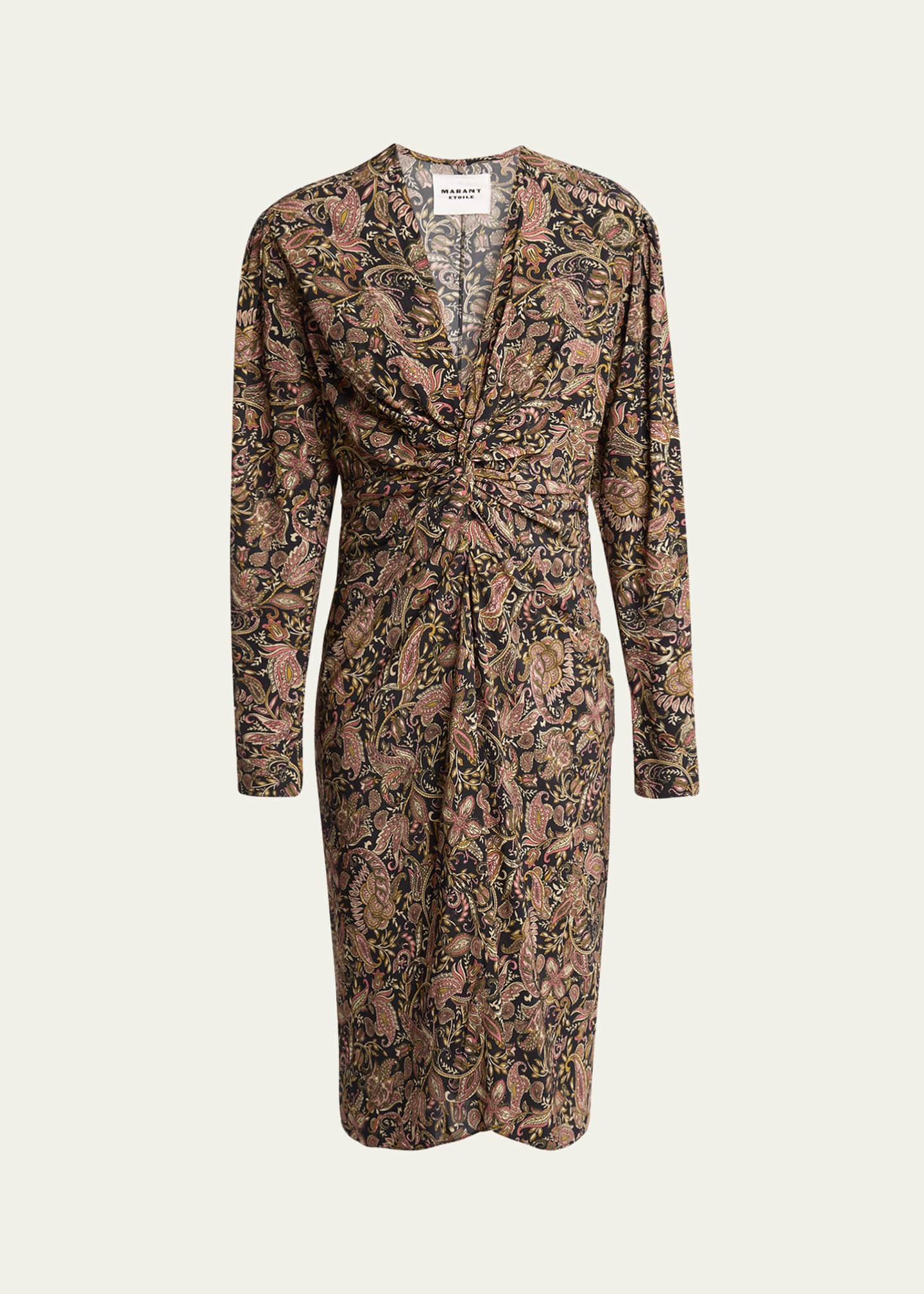 Etoile Isabel Marant Zeliha Paisley Twist Front Midi Dress Image 1 of 5