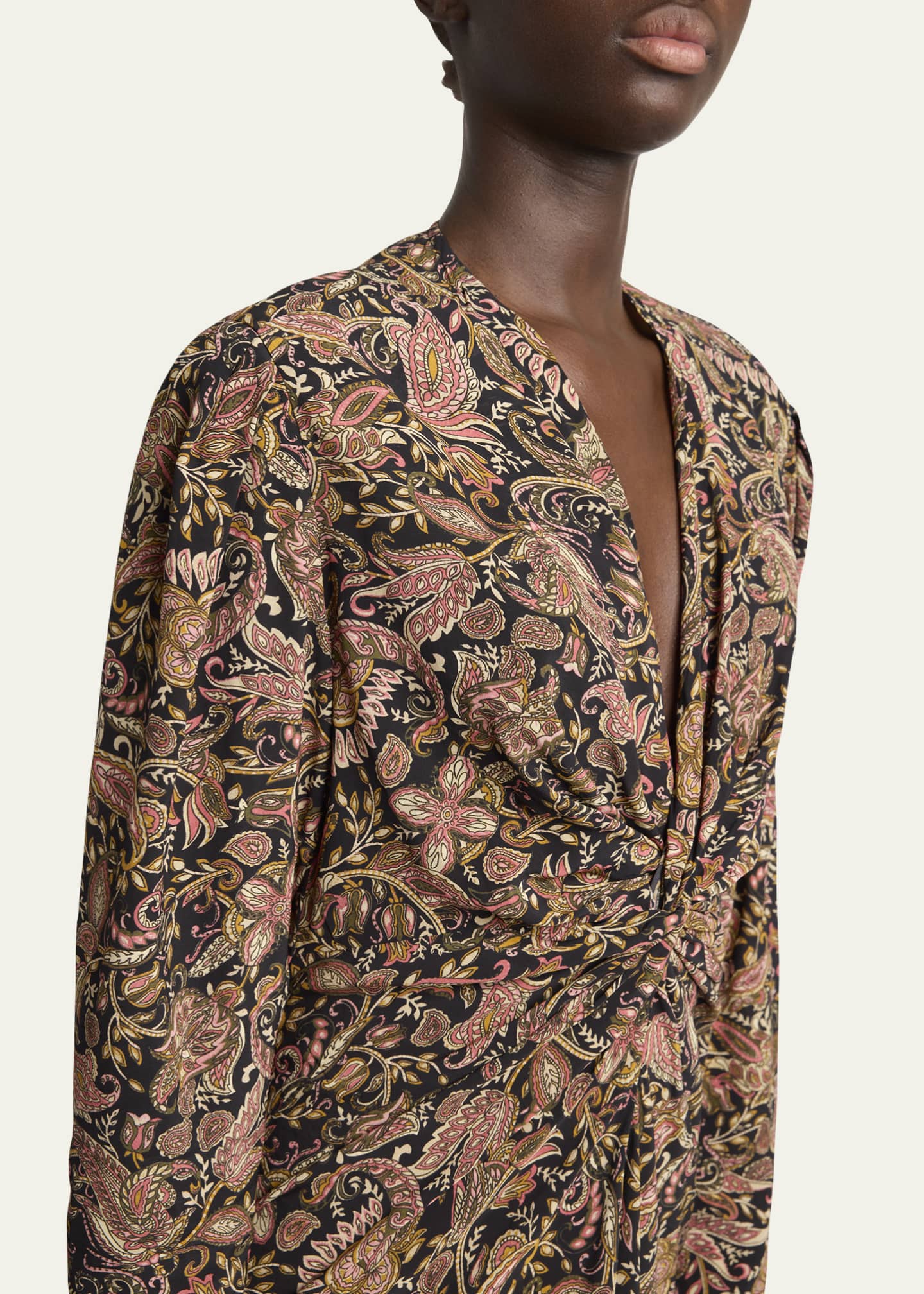Etoile Isabel Marant Zeliha Paisley Twist Front Midi Dress Image 5 of 5