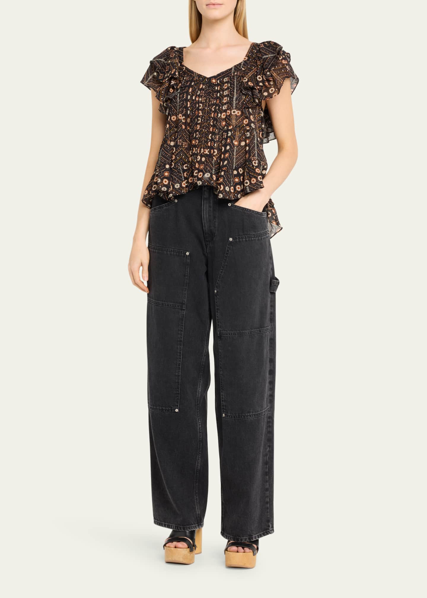 Etoile Isabel Marant Madrana Tiered Sleeve Blouse Image 2 of 5
