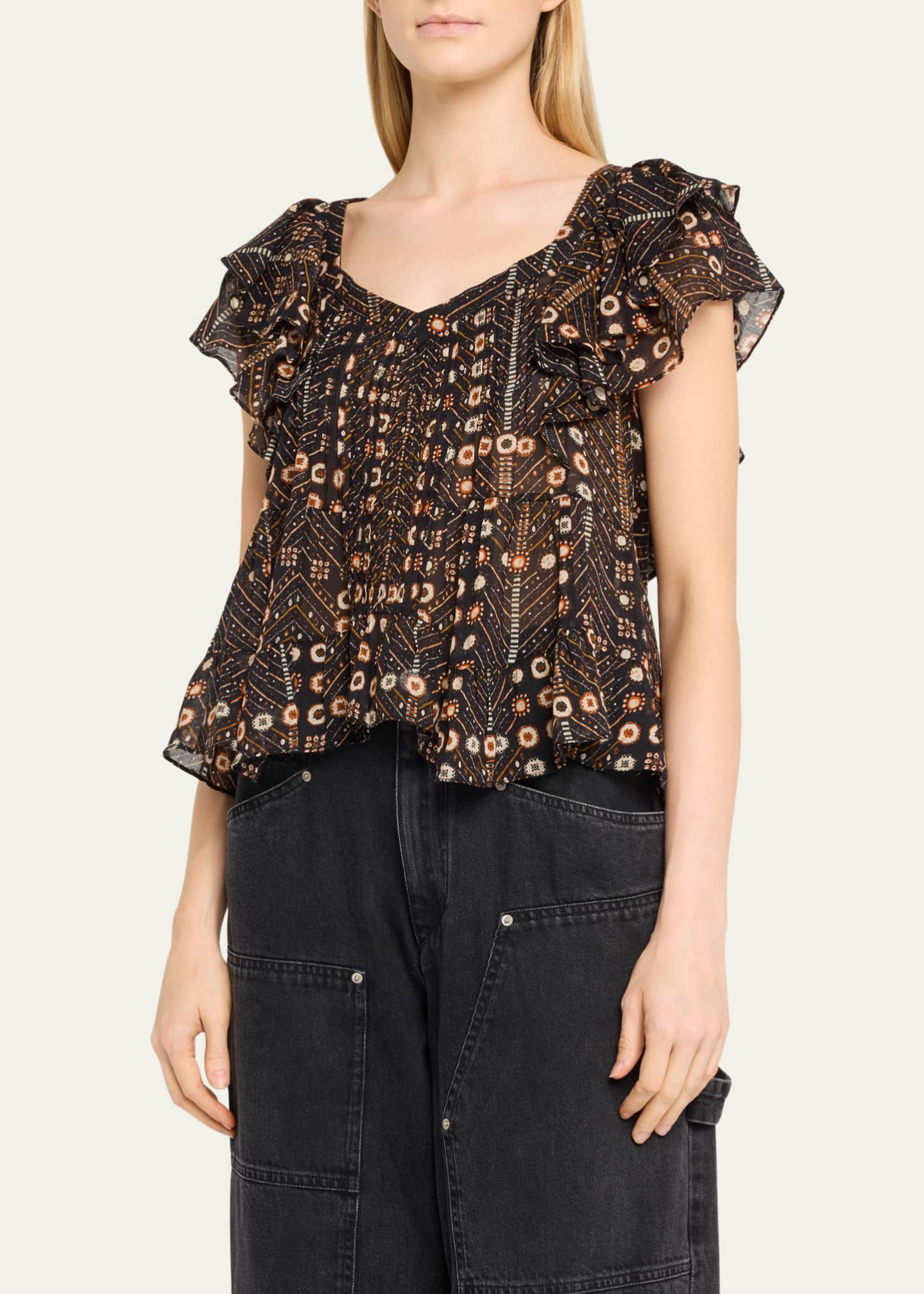 Etoile Isabel Marant Madrana Tiered Sleeve Blouse Image 4 of 5