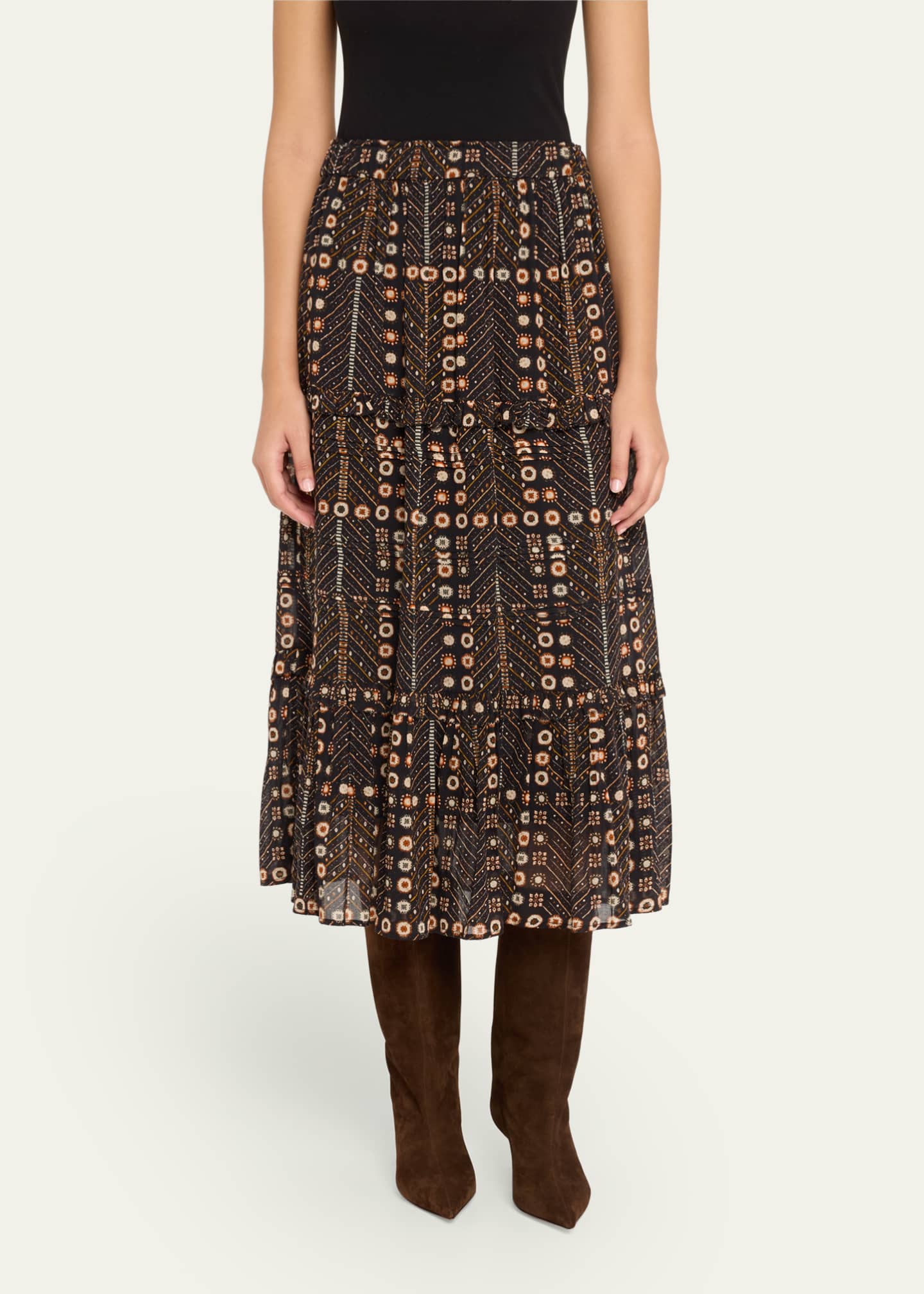 Etoile Isabel Marant Diya Tiered A-Line Maxi Skirt Image 4 of 5