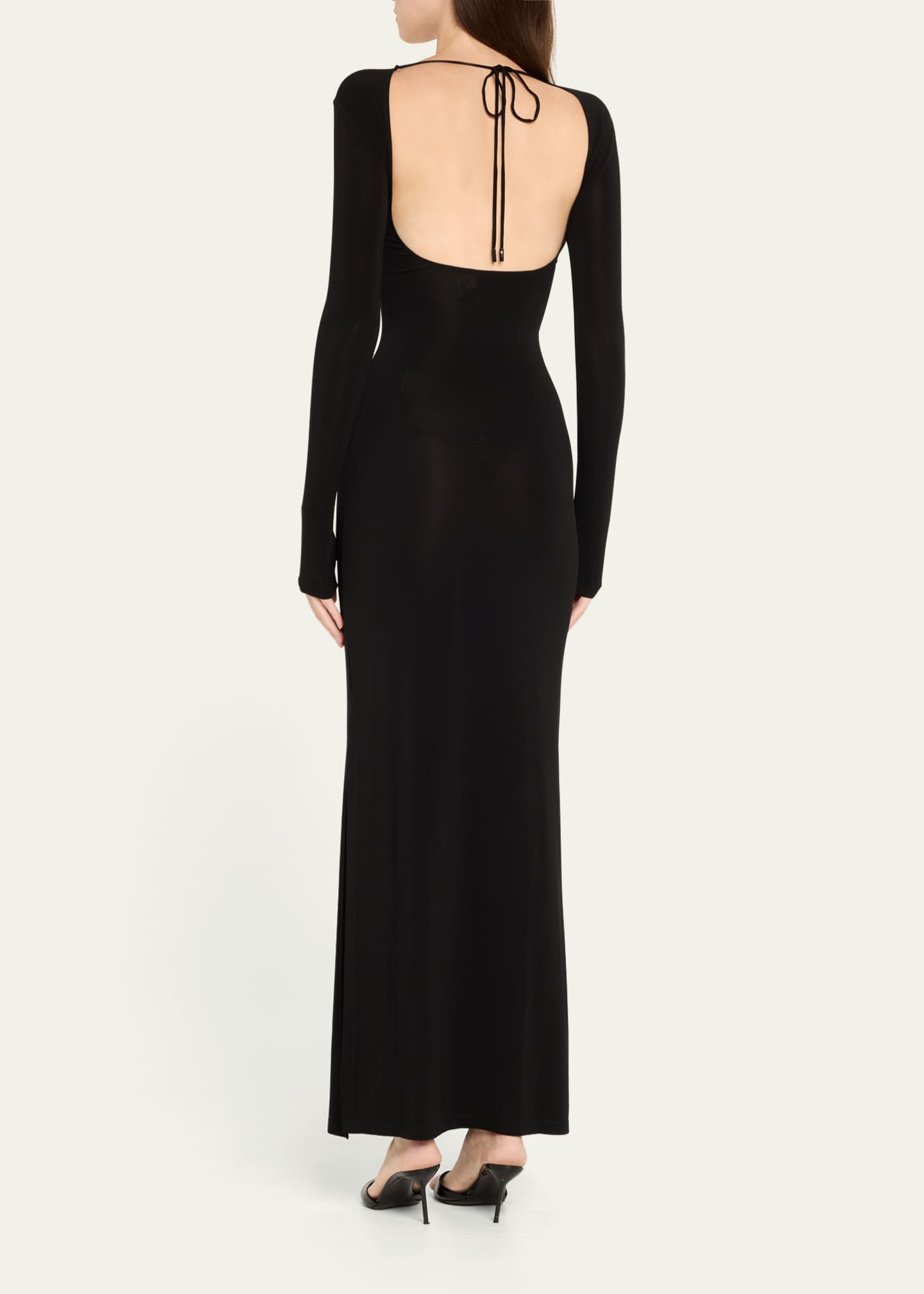 Marine Serre Regenerated Silk Scarves Open-Back Long Fitted Dress Image 3 of 5